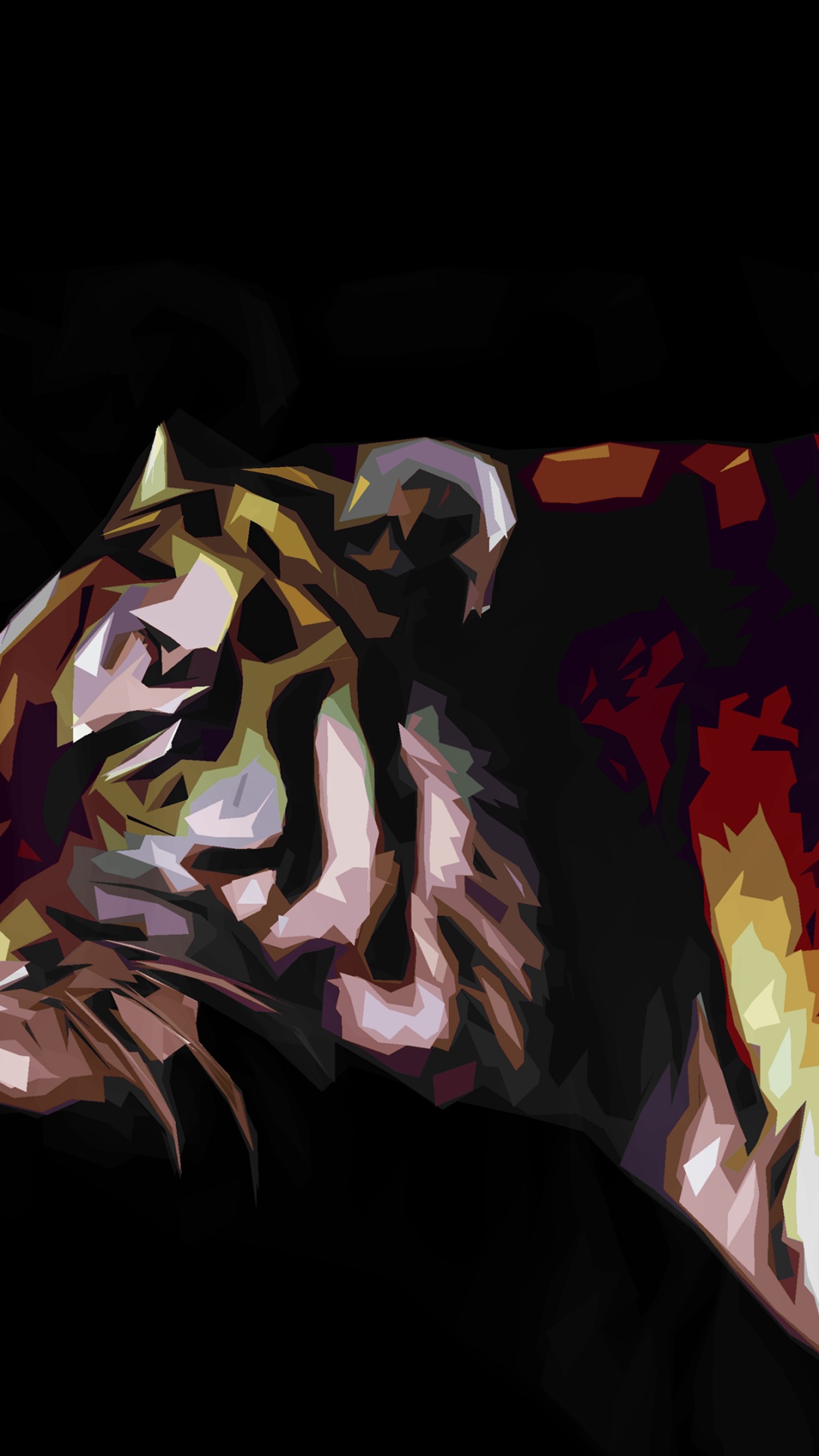 Tiger, Art, Bengal Tiger, Siberian Tiger, Roar. Wallpaper in 1080x1920 Resolution