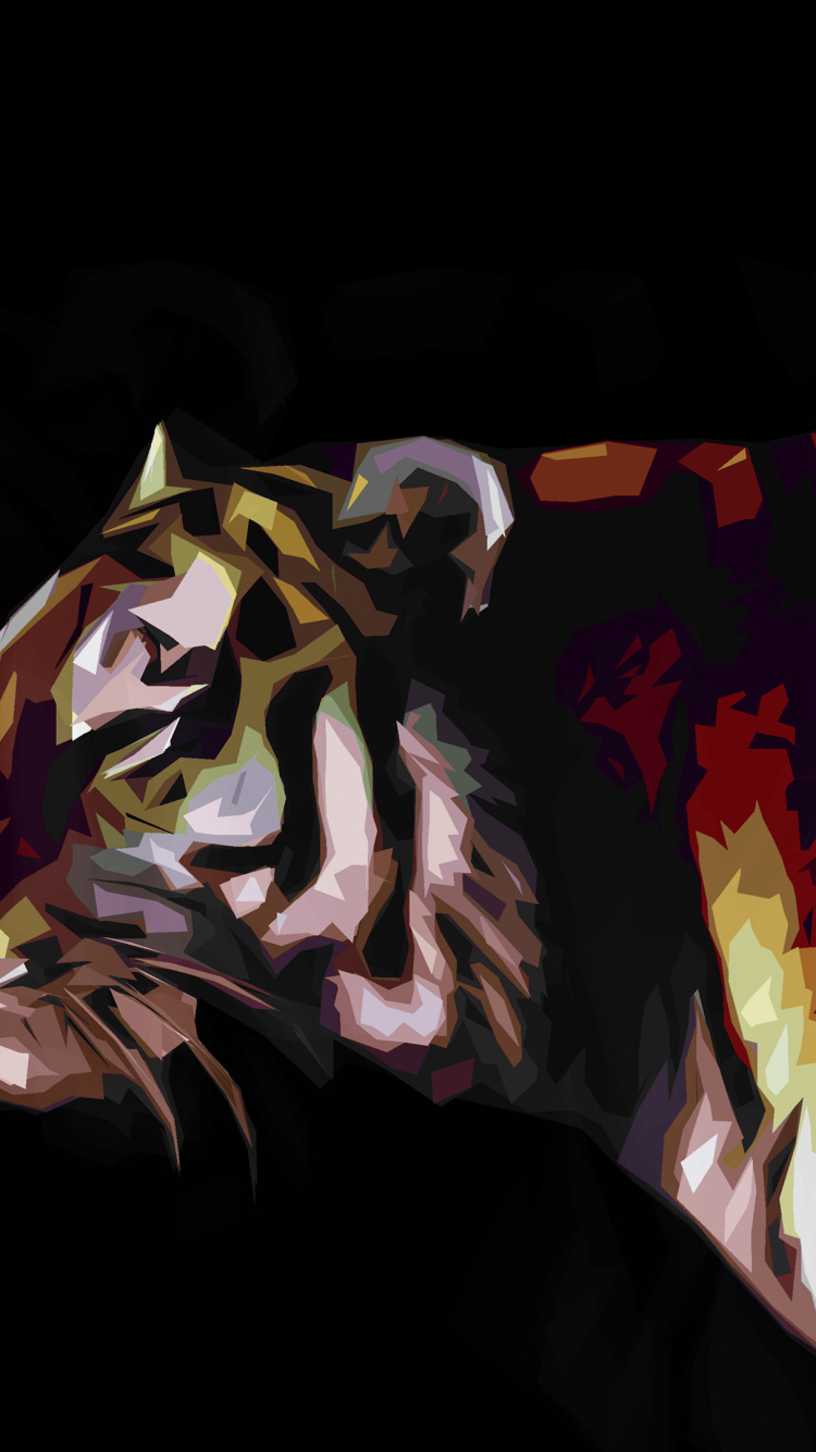 Tiger, Art, Bengal Tiger, Siberian Tiger, Roar. Wallpaper in 750x1334 Resolution