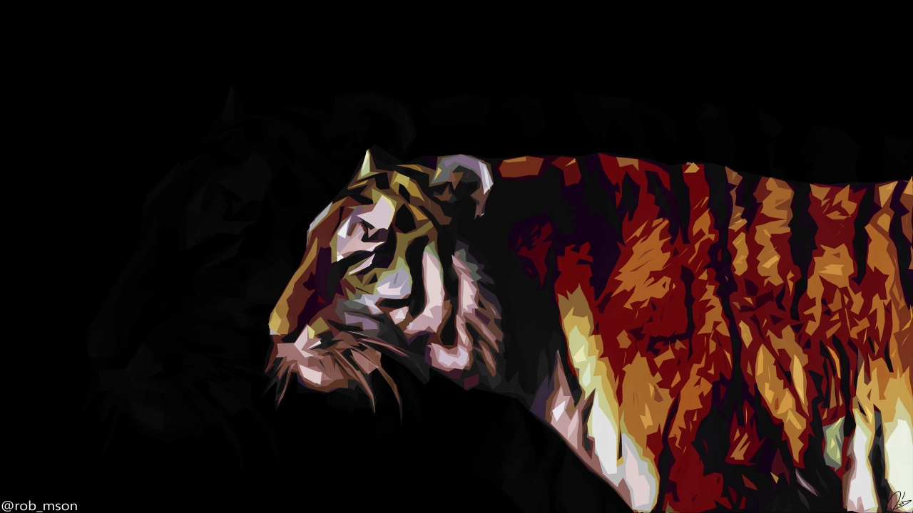 Tiger, Kunst, Bengal Tiger, Sibirischer Tiger, Brüllen. Wallpaper in 1280x720 Resolution