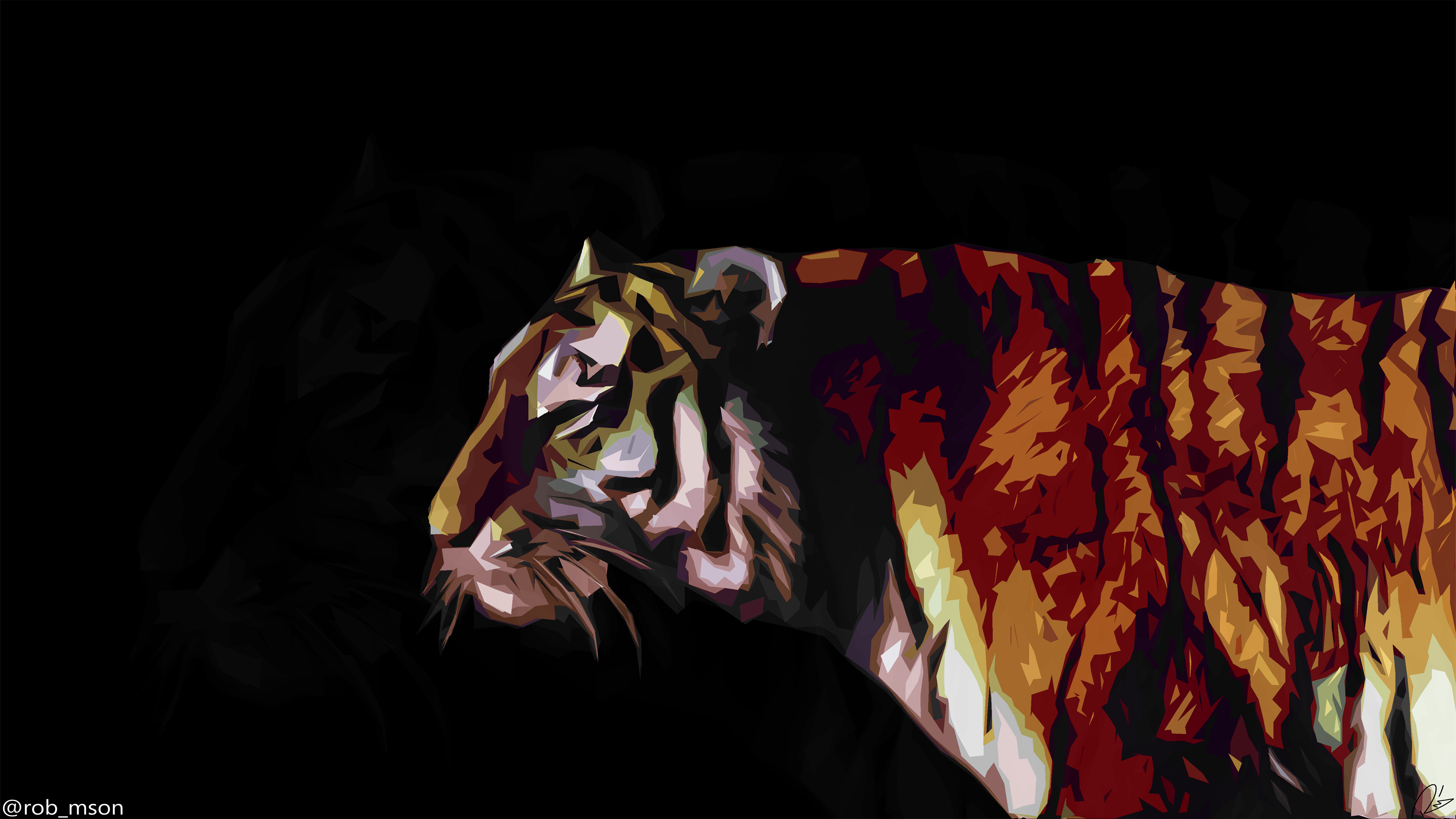 Tiger, Kunst, Bengal Tiger, Sibirischer Tiger, Brüllen. Wallpaper in 3840x2160 Resolution