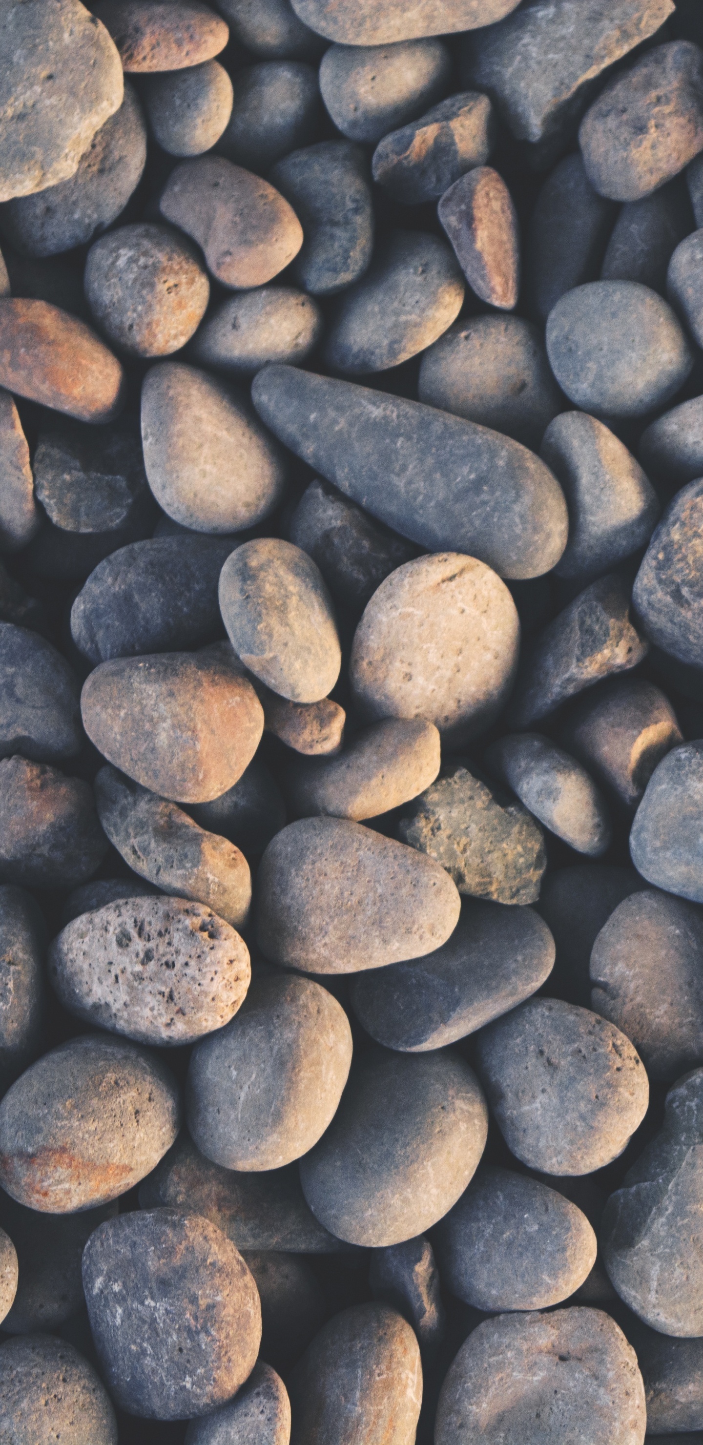 Braune Und Graue Steine Auf Grauem Sand. Wallpaper in 1440x2960 Resolution