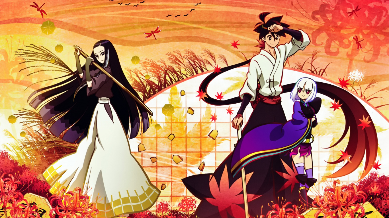 Frau im Roten Und Schwarzen Kleid Mit Regenschirmillustration. Wallpaper in 1366x768 Resolution