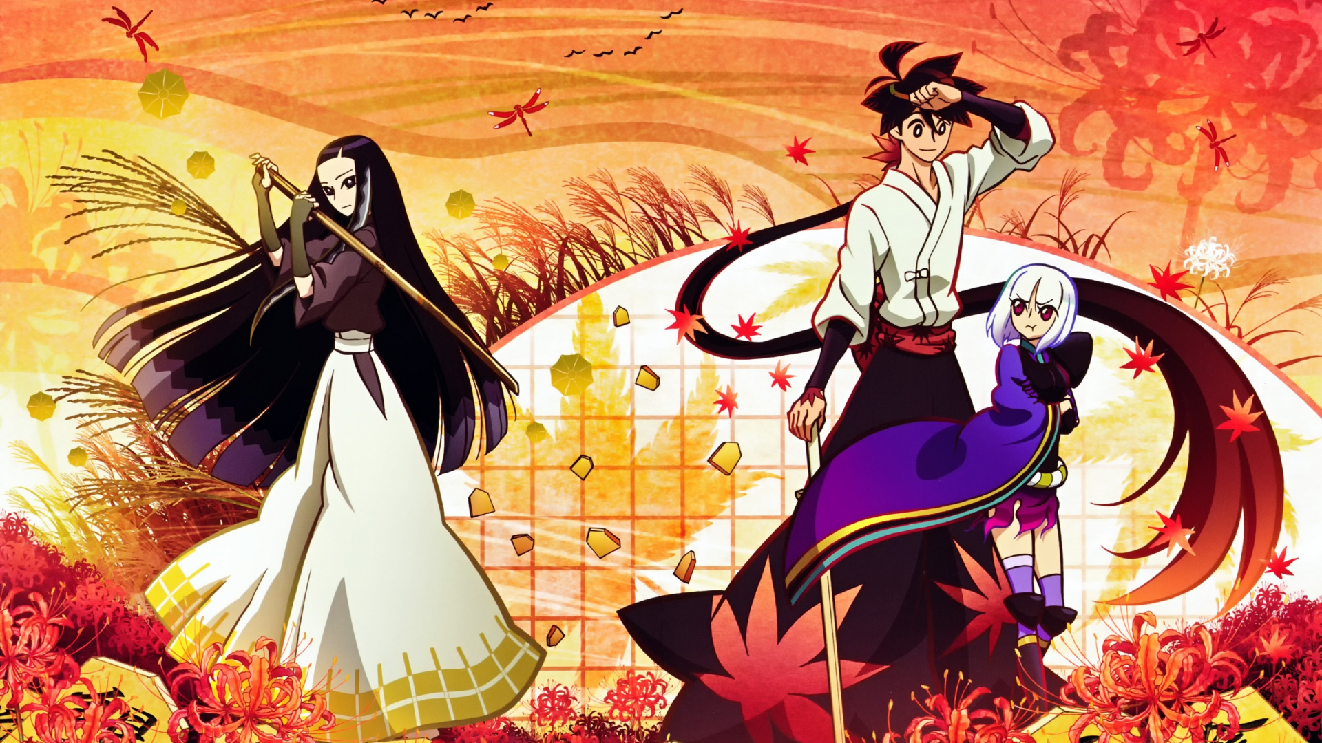 Frau im Roten Und Schwarzen Kleid Mit Regenschirmillustration. Wallpaper in 1920x1080 Resolution