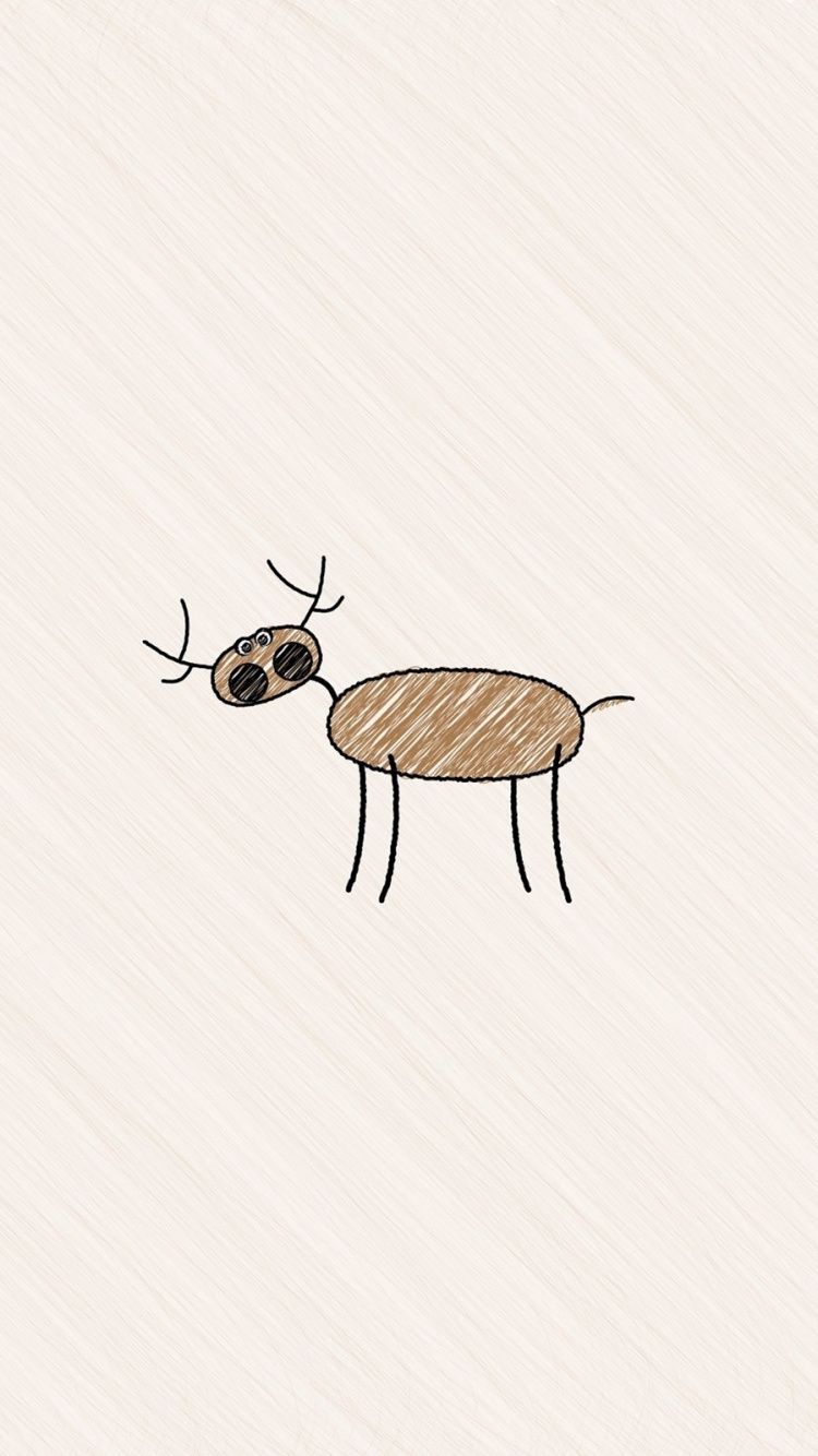 Brown and Black Deer Head Illustration. Wallpaper in 750x1334 Resolution