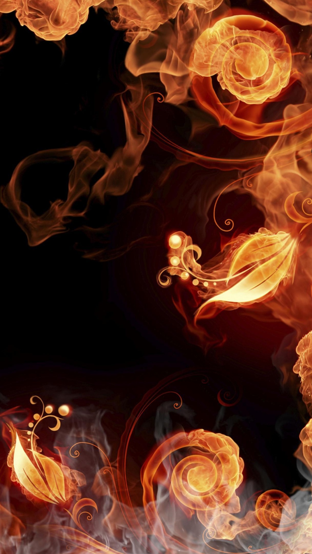 Fondo de Pantalla Digital de Fuego Naranja y Blanco. Wallpaper in 1080x1920 Resolution