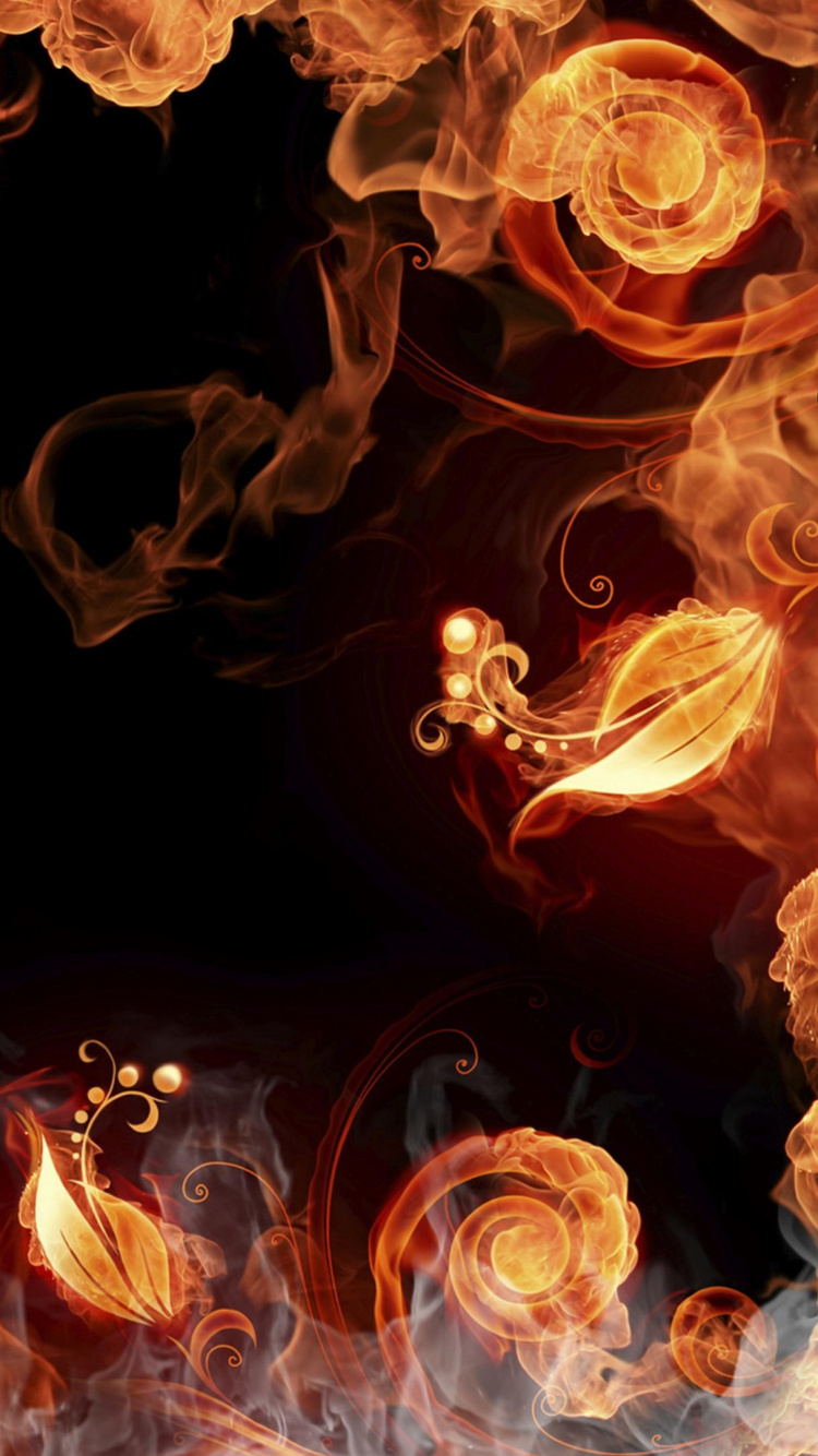 Orange Und Weißes Feuer Digitales Hintergrundbild. Wallpaper in 750x1334 Resolution