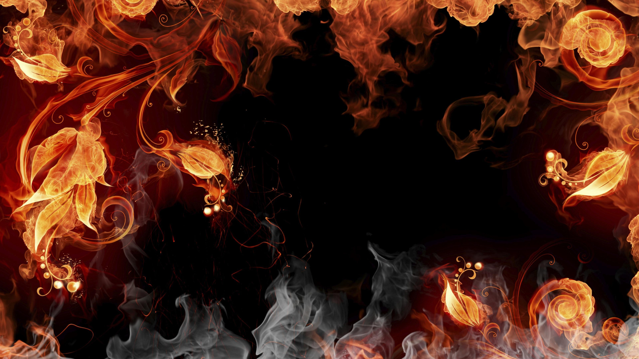 Orange and White Fire Digital Wallpaper. Wallpaper in 2560x1440 Resolution