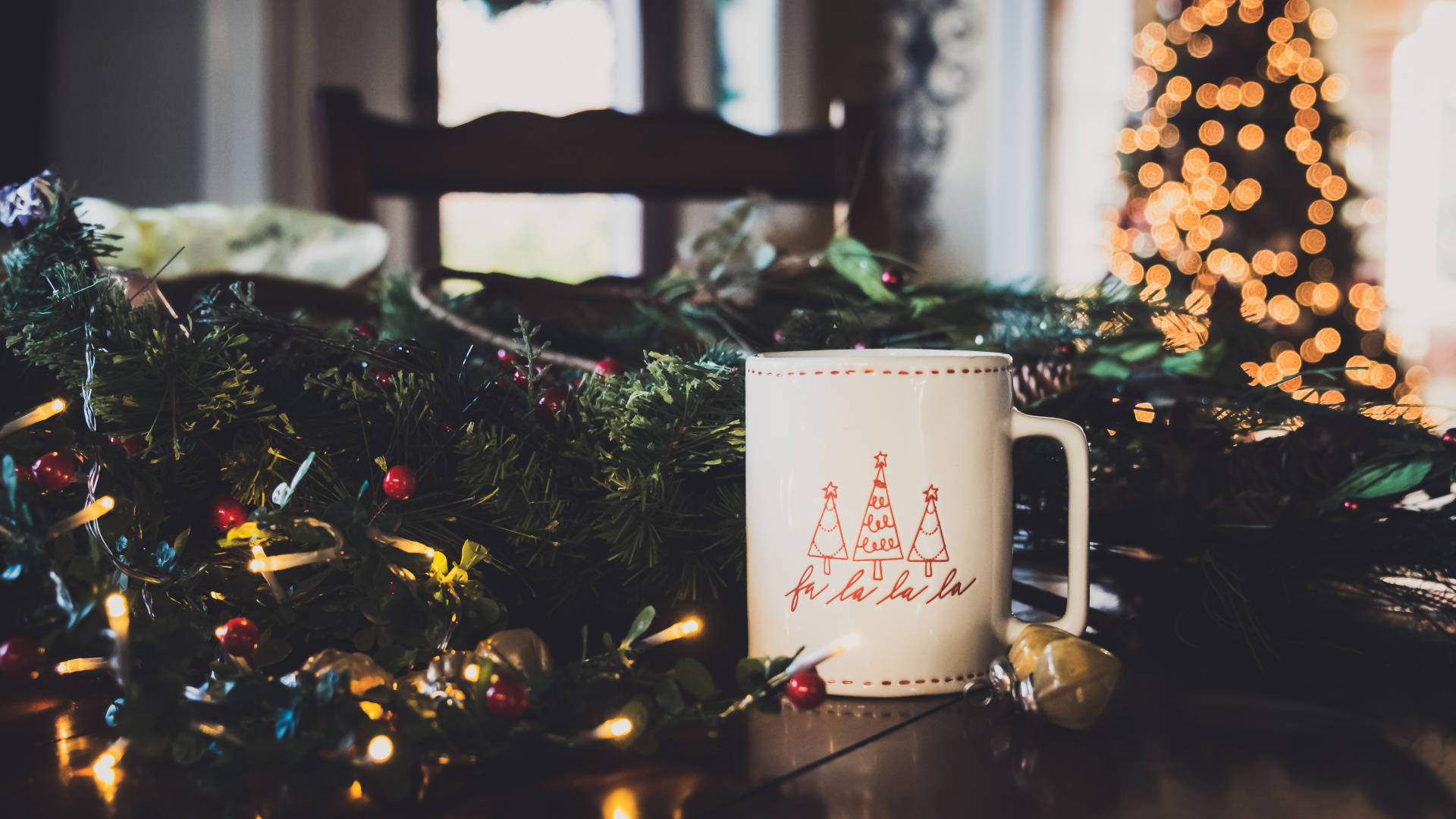 White and Red Ceramic Mug on Table. Wallpaper in 1920x1080 Resolution