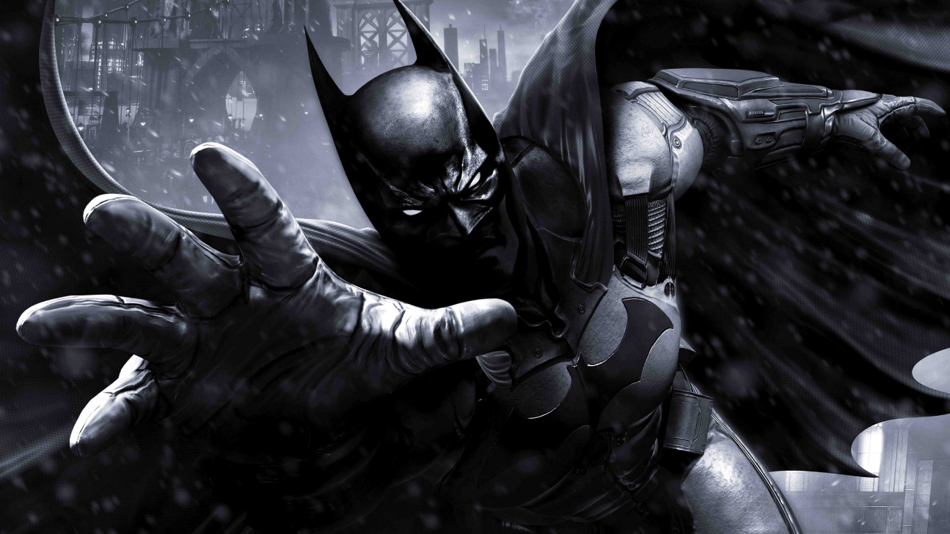 Black and White Batman Costume. Wallpaper in 1366x768 Resolution