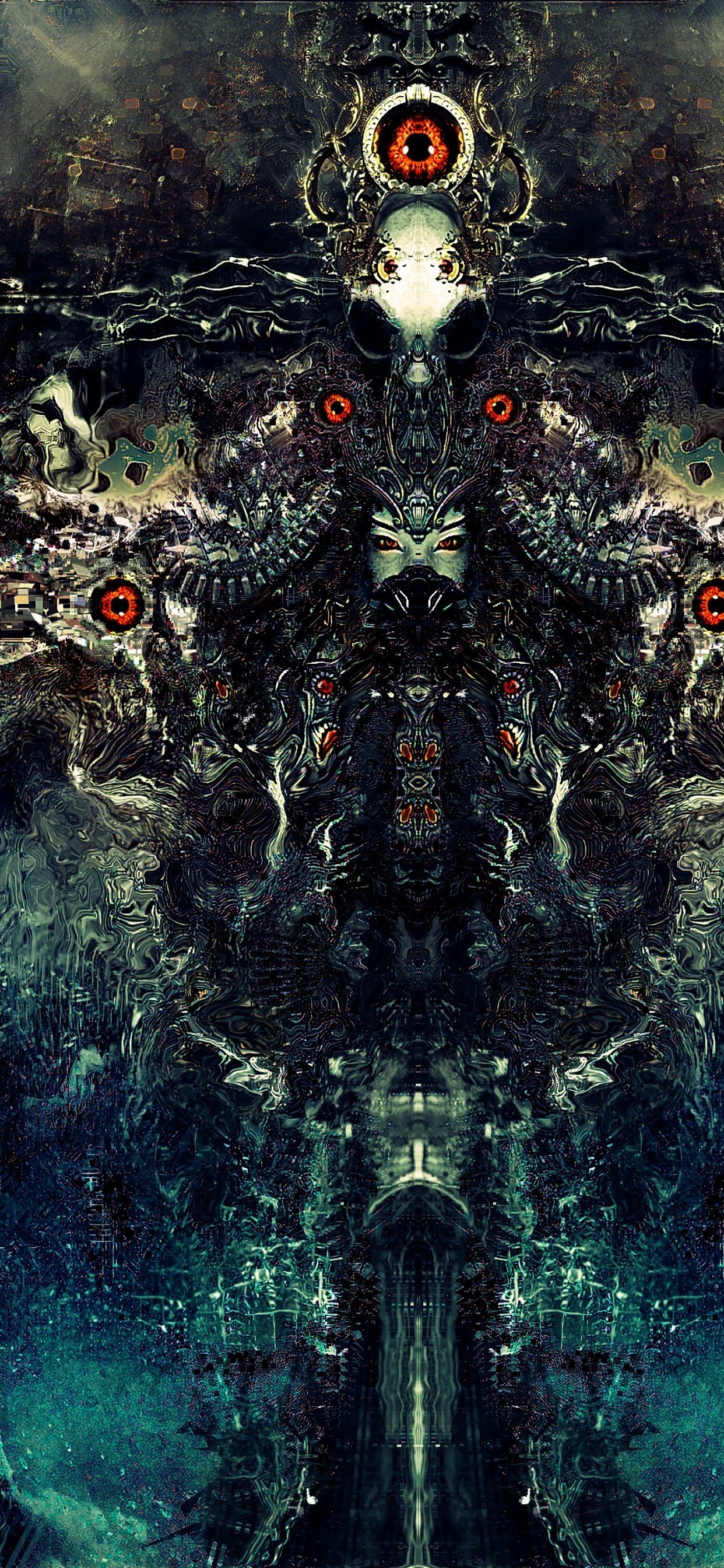 Fontaine D'eau Verte et Marron. Wallpaper in 1242x2688 Resolution