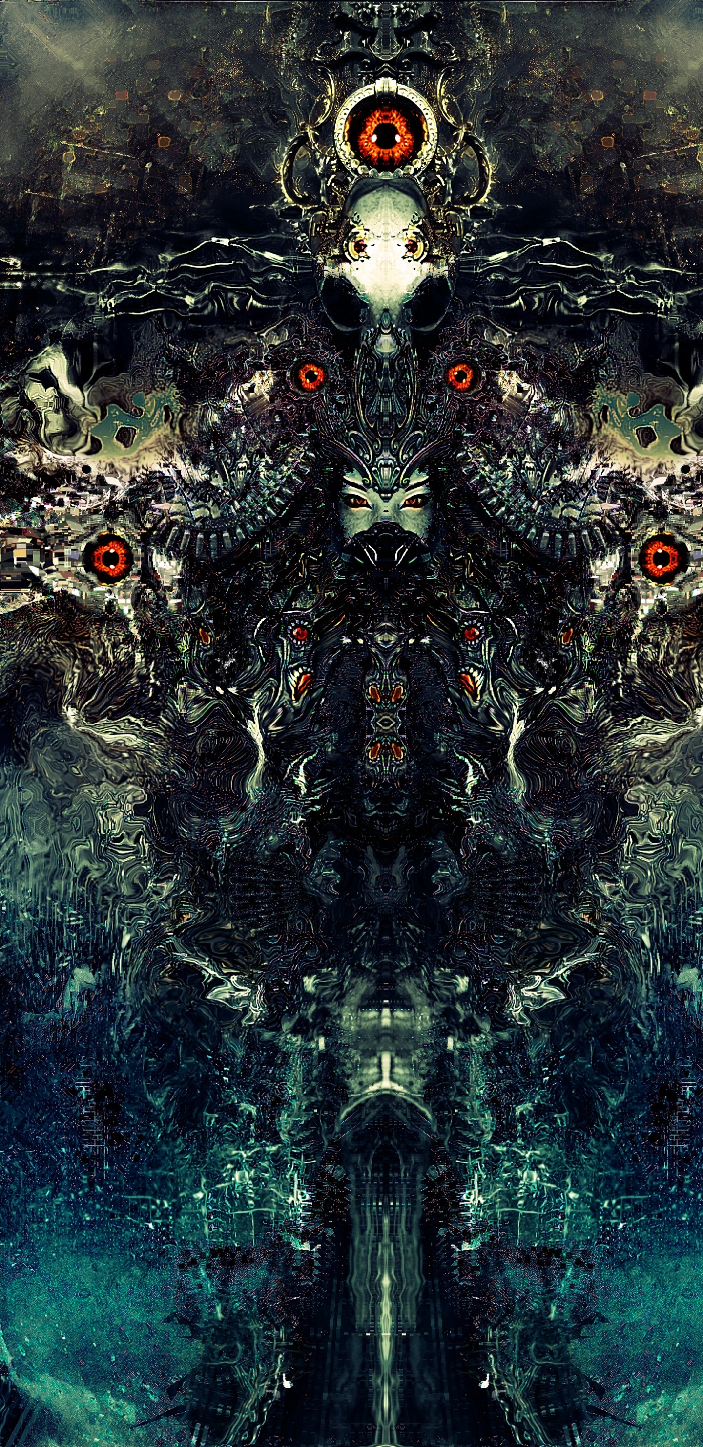 Fontaine D'eau Verte et Marron. Wallpaper in 1440x2960 Resolution