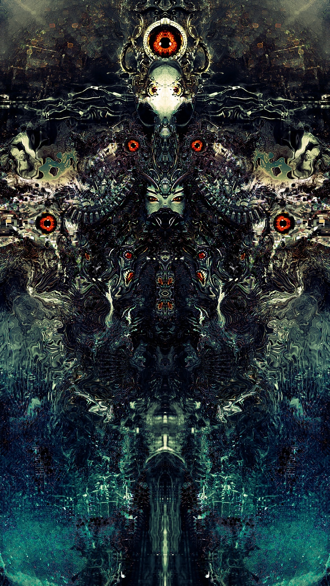 Grüner Und Brauner Wasserbrunnen. Wallpaper in 1080x1920 Resolution