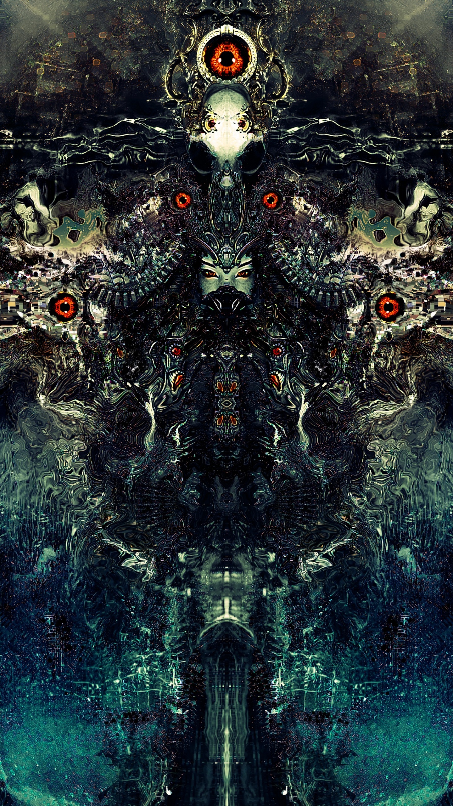 Grüner Und Brauner Wasserbrunnen. Wallpaper in 1440x2560 Resolution