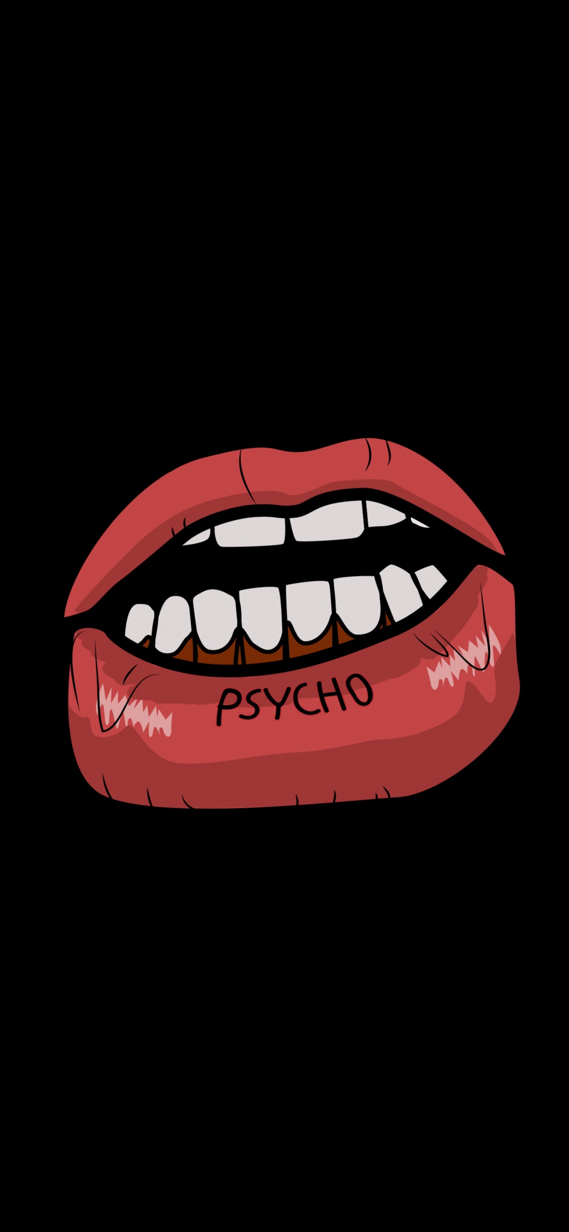 Red and Black Lips Illustration. Wallpaper in 1125x2436 Resolution