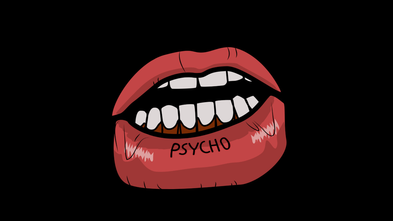 Red and Black Lips Illustration. Wallpaper in 1280x720 Resolution