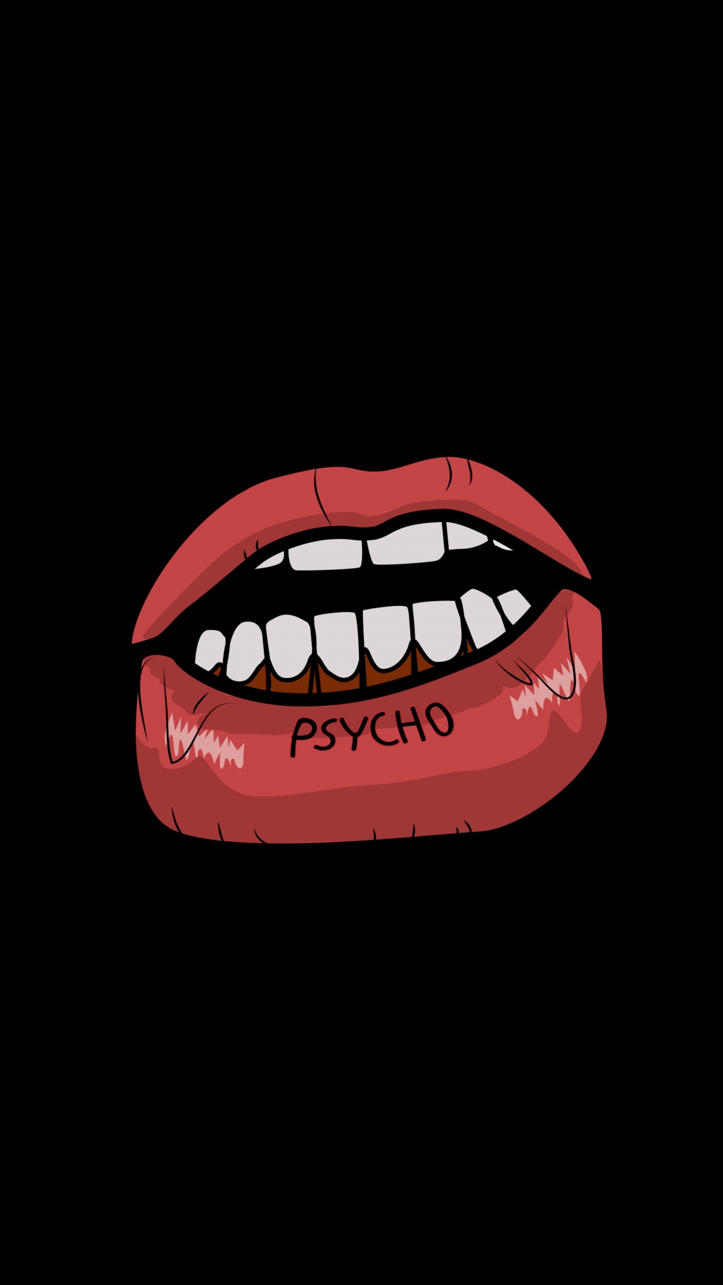 Red and Black Lips Illustration. Wallpaper in 1440x2560 Resolution