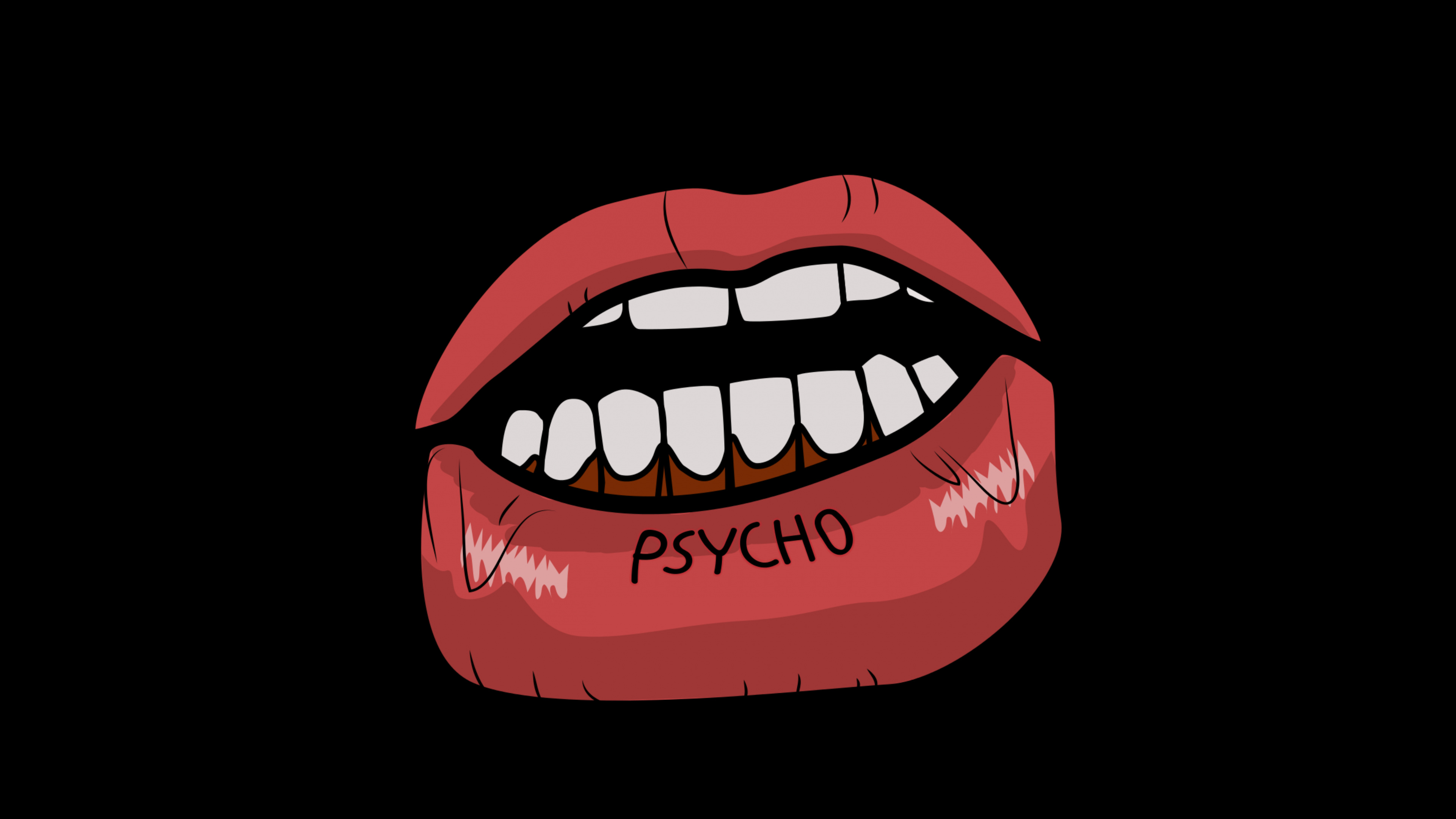 Rote Und Schwarze Lippenillustration. Wallpaper in 3840x2160 Resolution