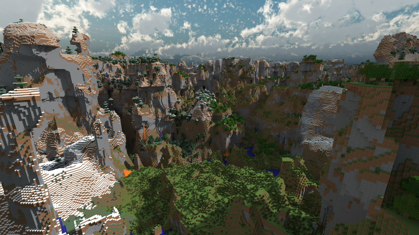 Minecraft, Bioma, Sitio Histórico, Escarpa, a Vista de Pájaro. Wallpaper in 1366x768 Resolution