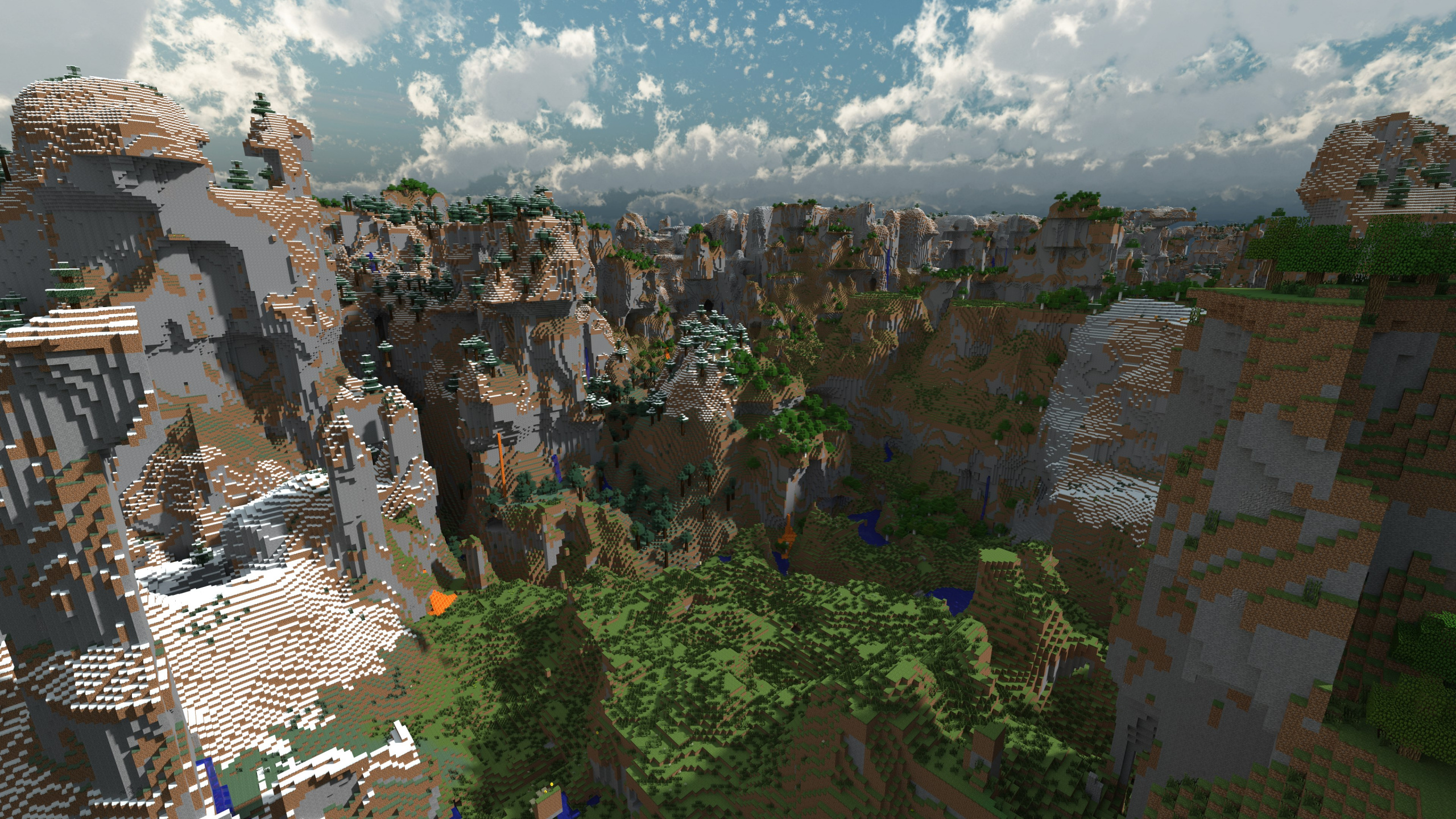 Minecraft, Bioma, Sitio Histórico, Escarpa, a Vista de Pájaro. Wallpaper in 2560x1440 Resolution