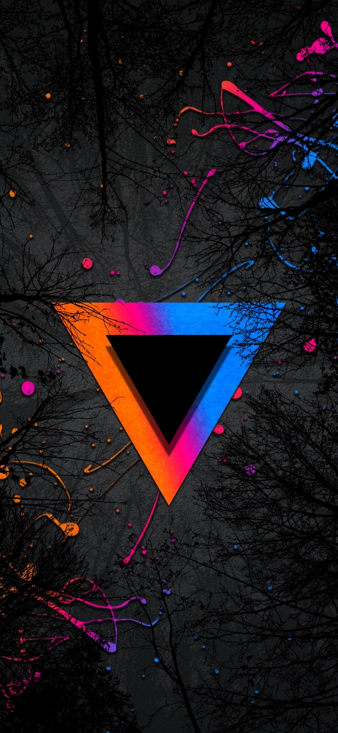 Triangle, Colorfulness, Purple, Pink, Violet. Wallpaper in 1125x2436 Resolution