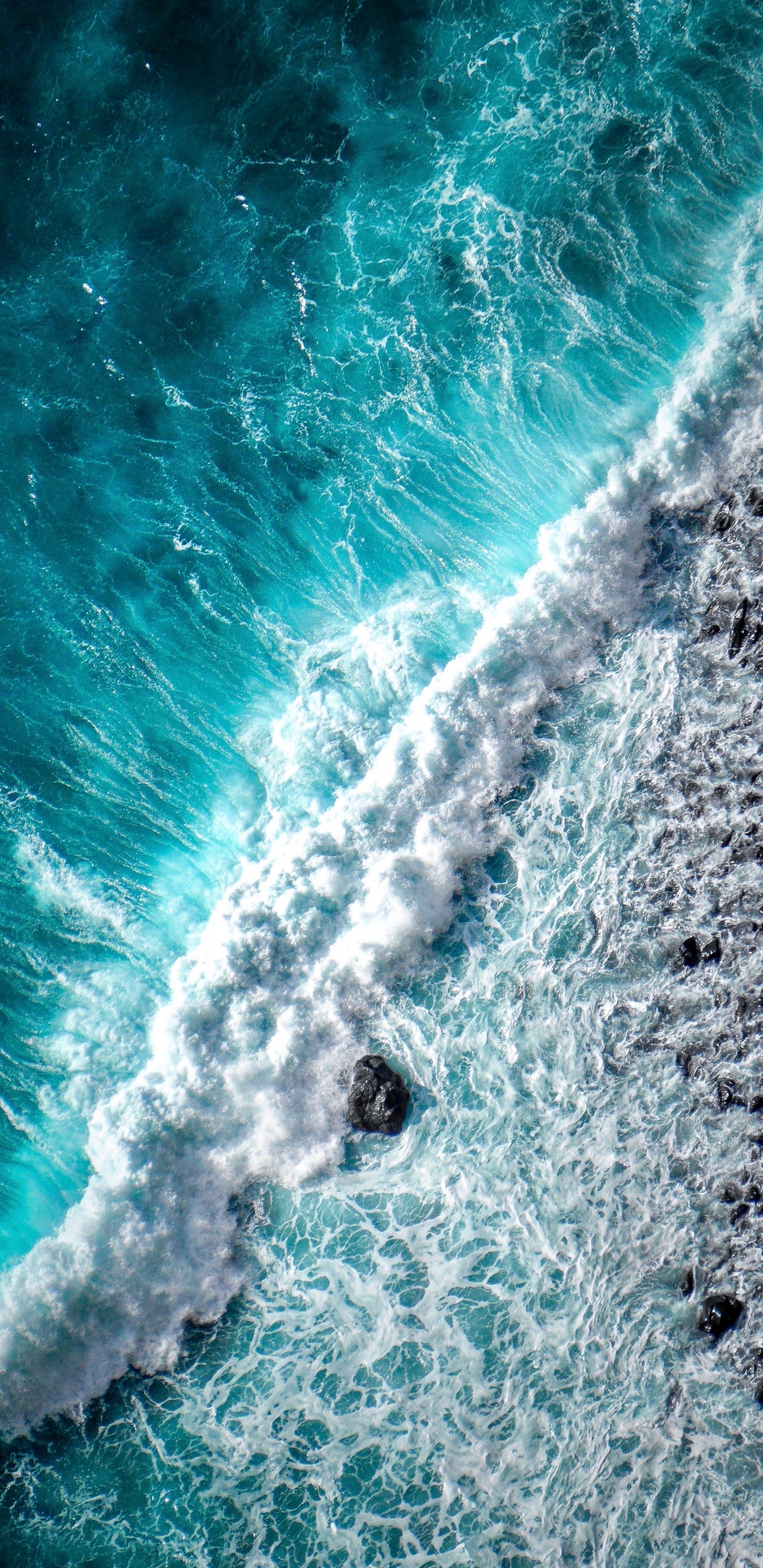 Las Olas Del Mar, Mar, Olas Del Mar, Oceano, Biología Marina. Wallpaper in 1440x2960 Resolution