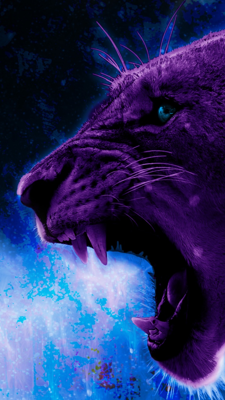 狮子, 艺术家, 艺术, 猫科, 紫色的 壁纸 720x1280 允许
