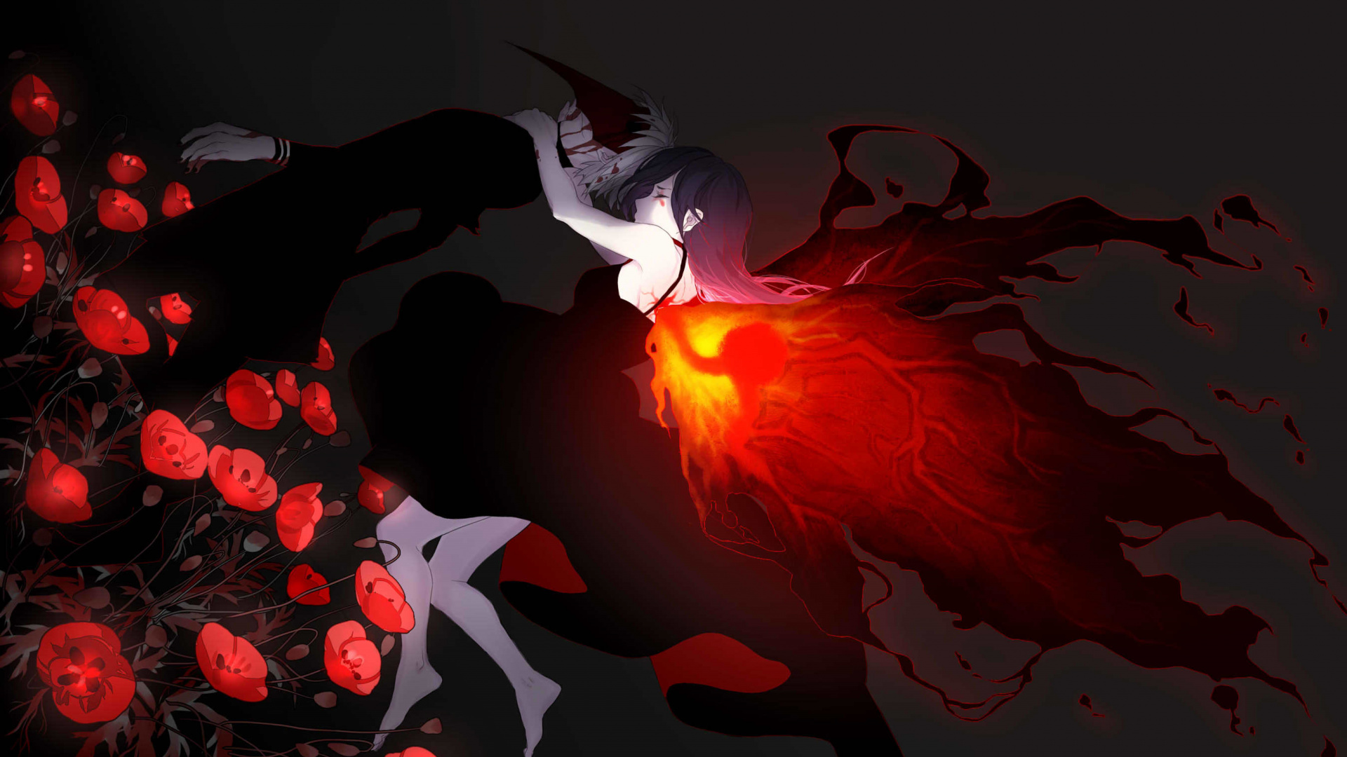 Illustration D'oiseau Noir et Blanc. Wallpaper in 1920x1080 Resolution