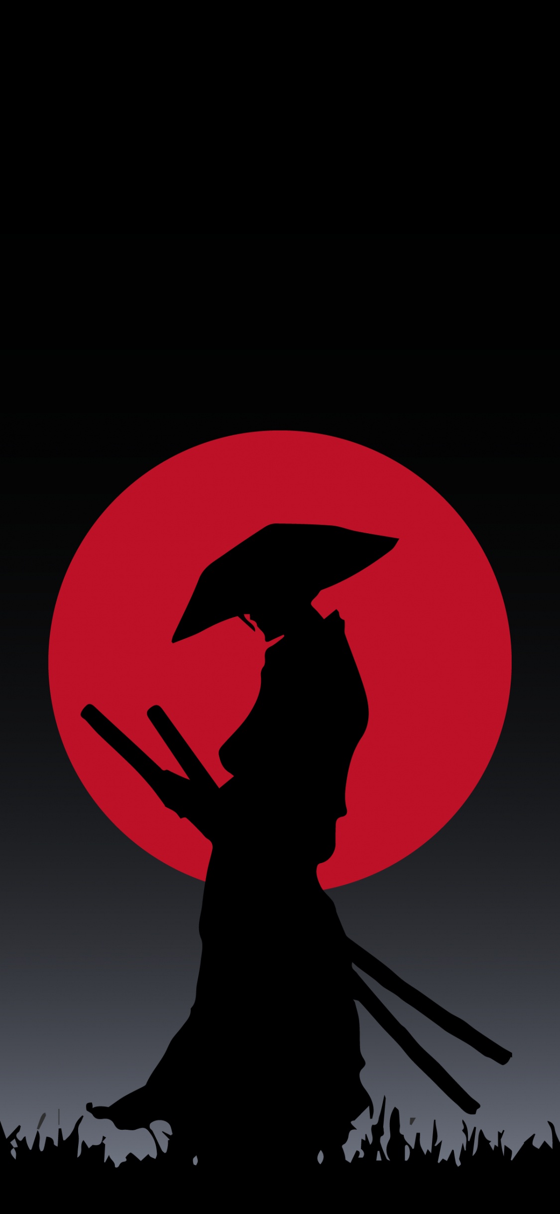 Samurai, Ilustración, Gráficos, Carmine, Silueta. Wallpaper in 1125x2436 Resolution