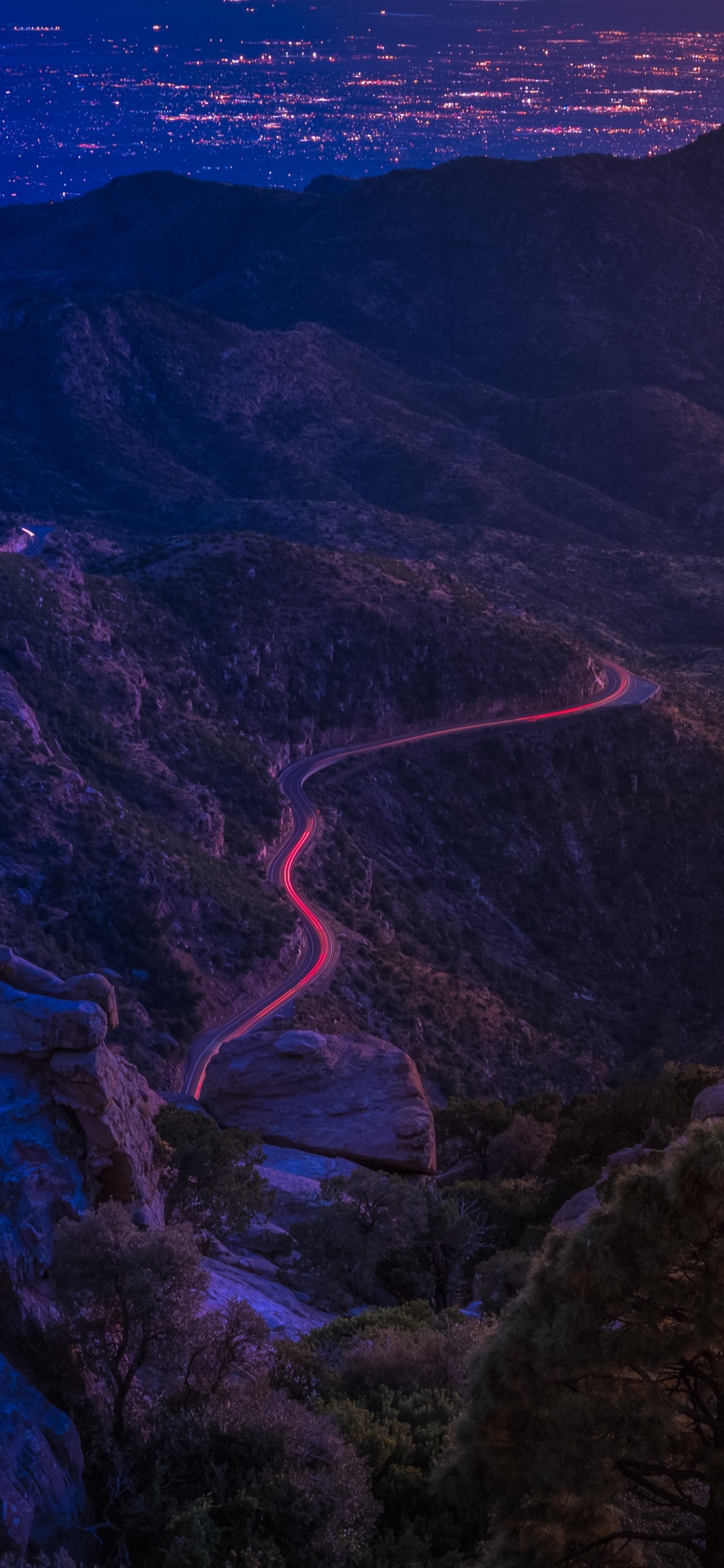 Mountain Road at Night, Mountain, Night, Mountain Road, Atmosphere. Wallpaper in 1125x2436 Resolution