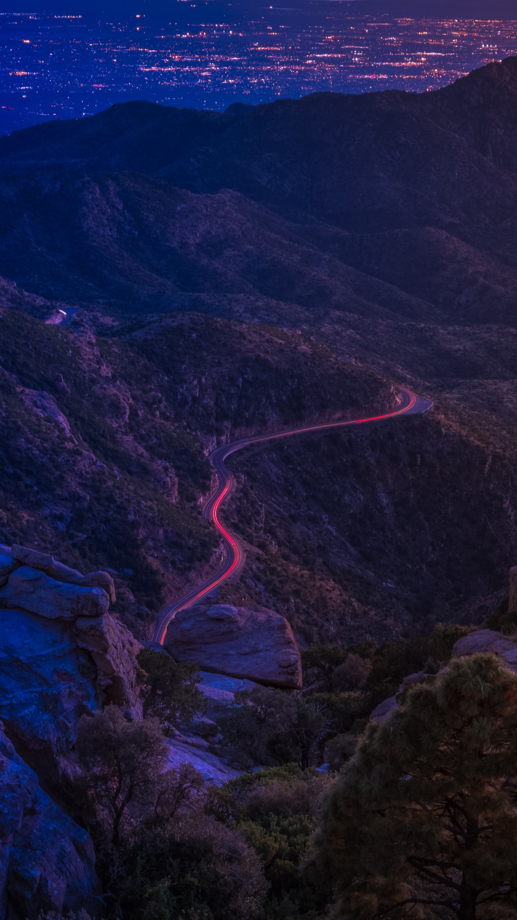 Mountain Road at Night, Mountain, Night, Mountain Road, Atmosphere. Wallpaper in 750x1334 Resolution