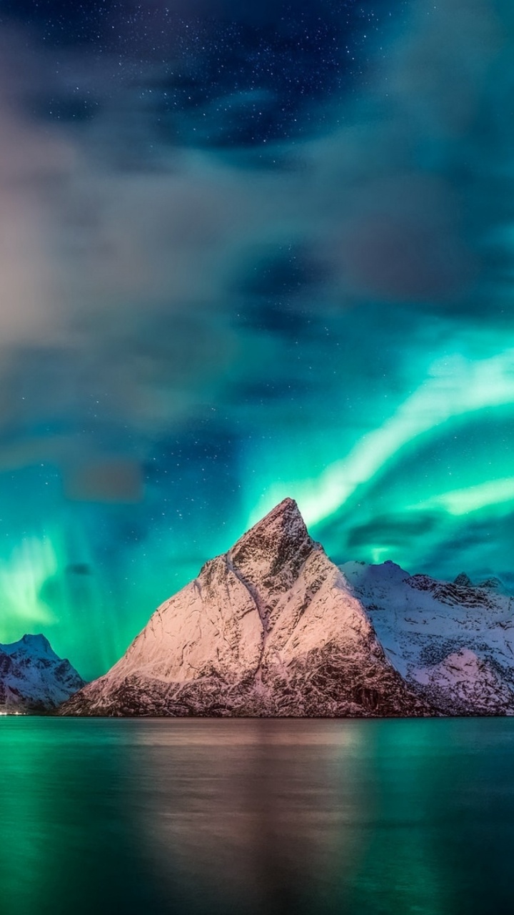 Aurora, Nature, Sea, Reflection, Cloud. Wallpaper in 720x1280 Resolution