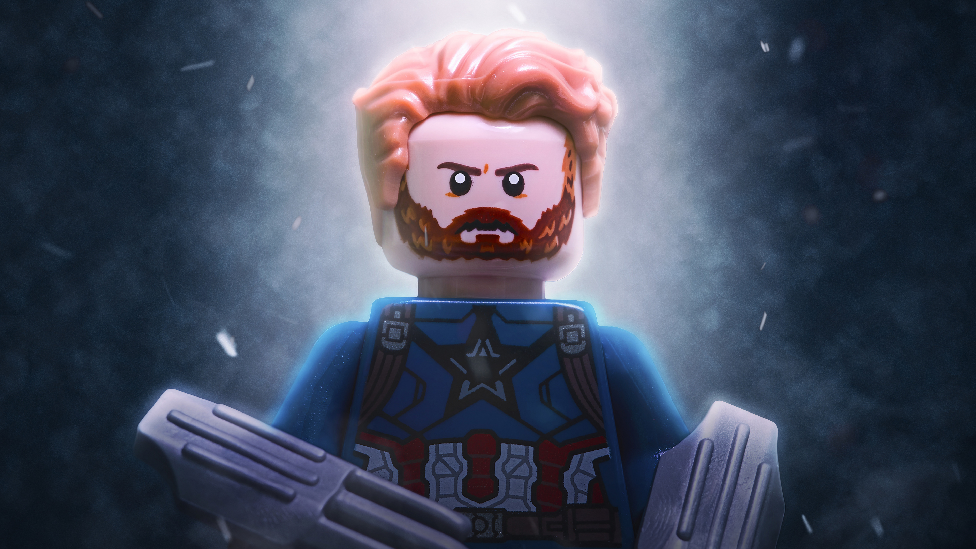 Man in Blue Shirt Holding Fork Illustration. Wallpaper in 3840x2160 Resolution