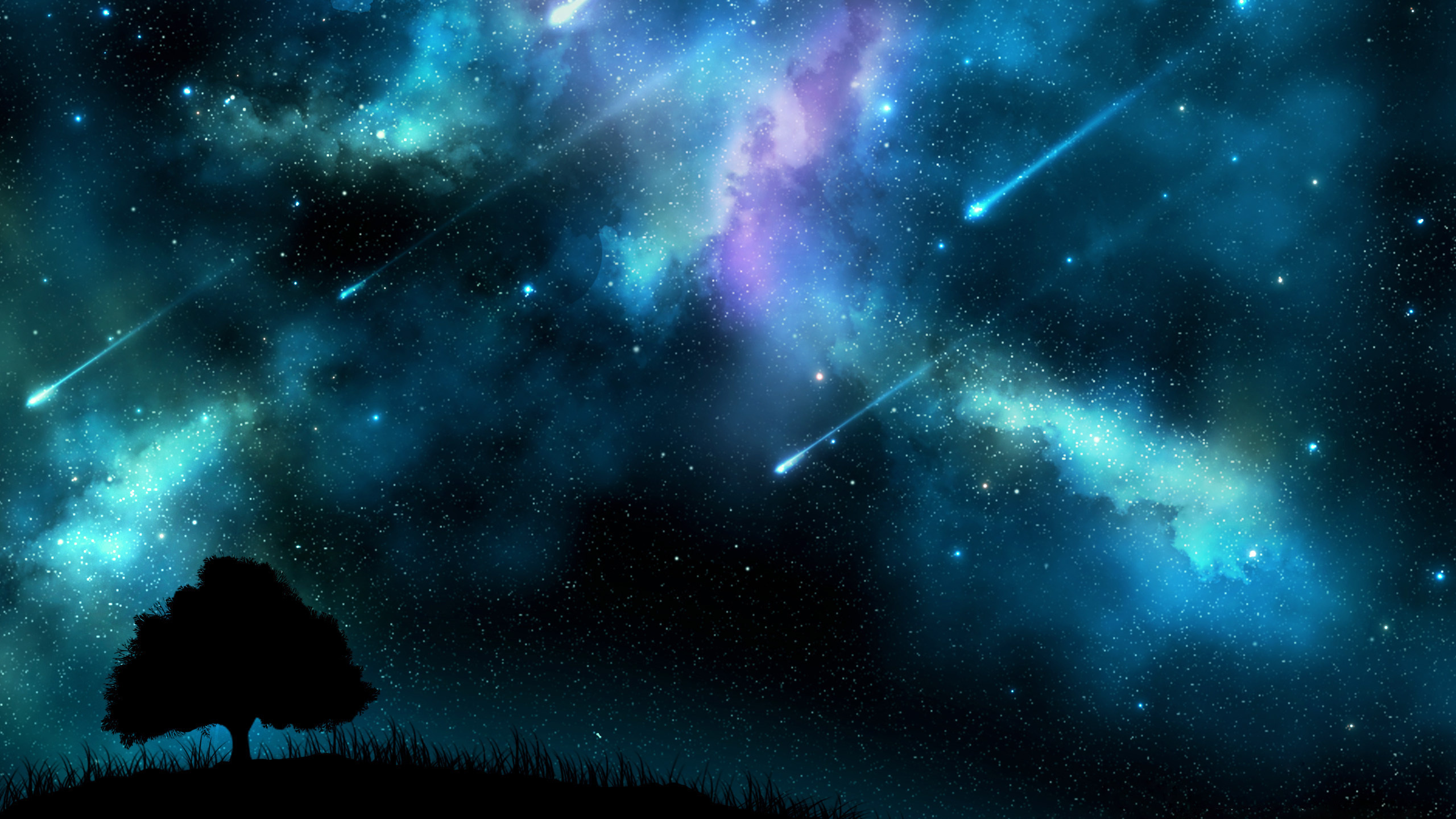 Ciel de Galaxie Violet et Bleu. Wallpaper in 2560x1440 Resolution