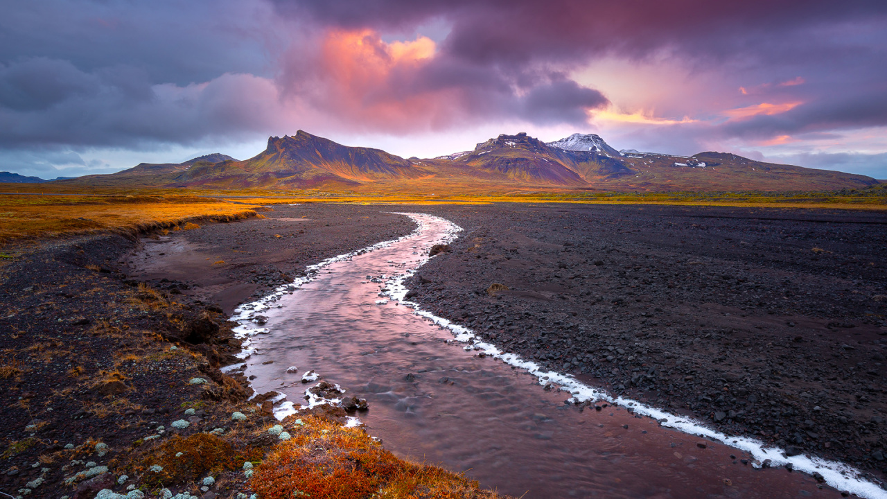 Cordillera, Islandia, Highland, Elemento, Cuerpo de Agua. Wallpaper in 1280x720 Resolution