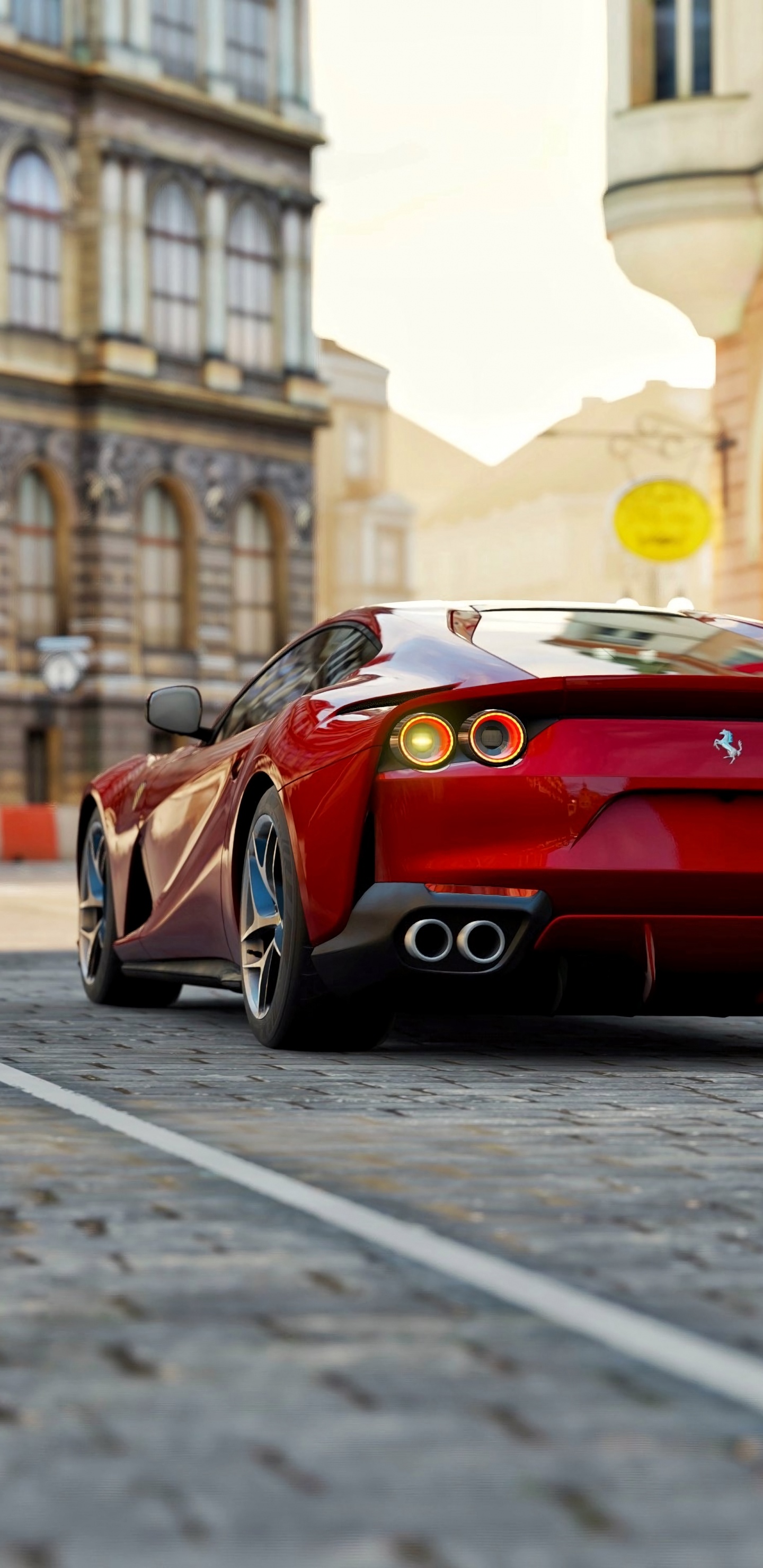 Roter Ferrari 458 Italia Tagsüber Auf Der Straße Geparkt. Wallpaper in 1440x2960 Resolution