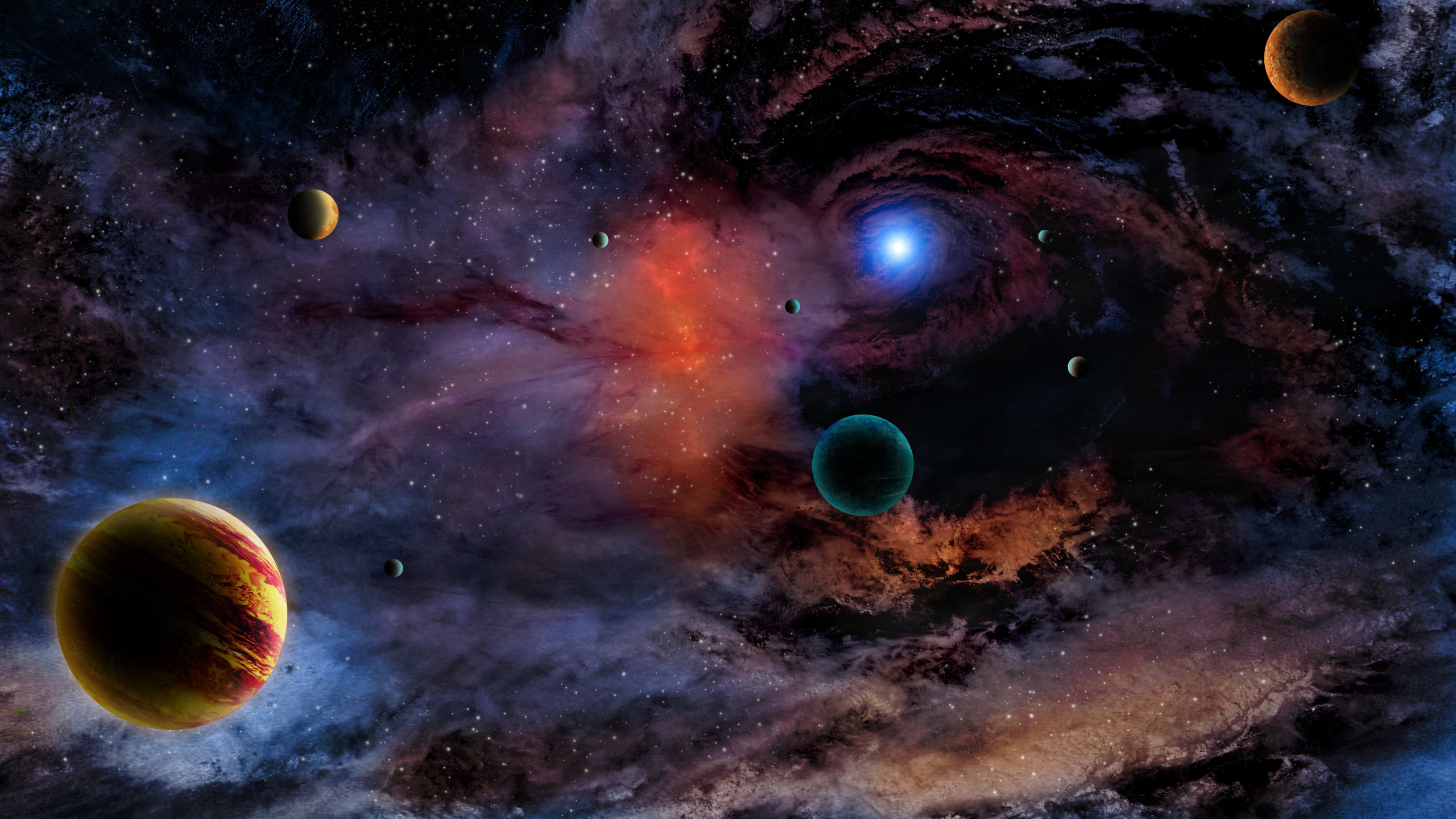 Blaue Und Schwarze Galaxie Mit Sternen. Wallpaper in 2560x1440 Resolution
