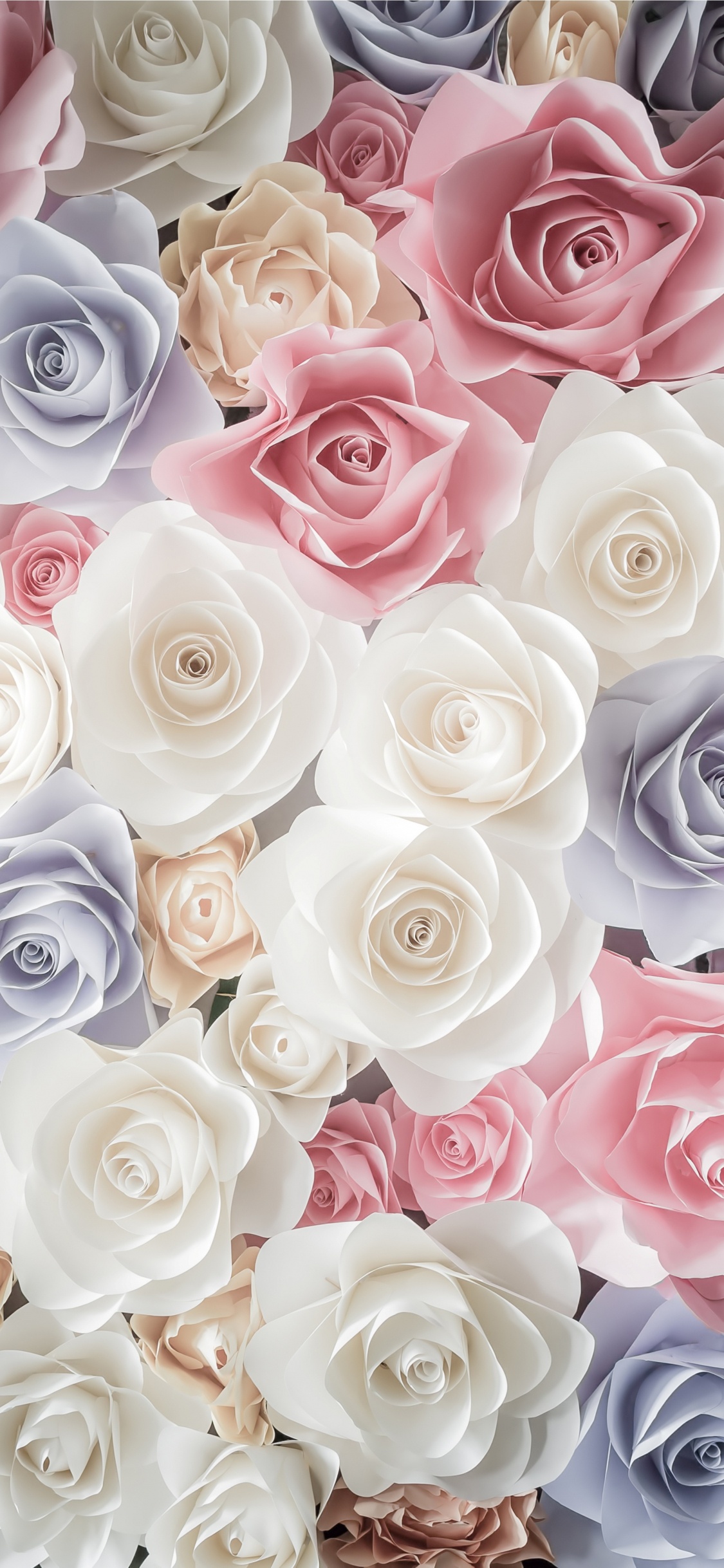 Ramo de Rosas Blancas Rosadas y Azules. Wallpaper in 1125x2436 Resolution