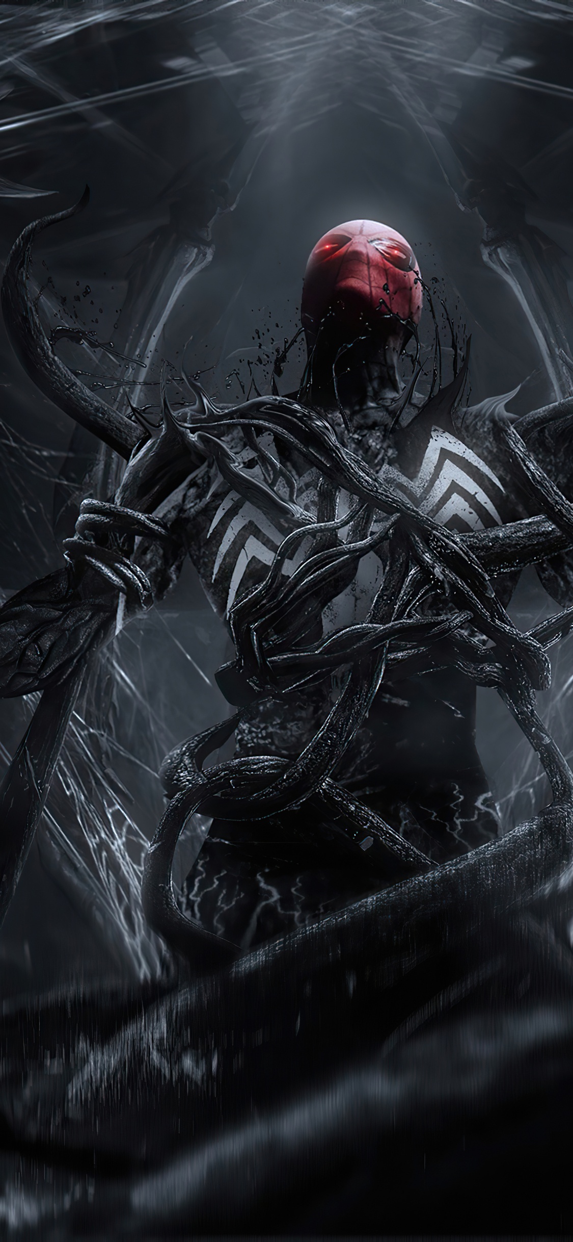 Hombre Araña Envenenado, Spider-man, Veneno, Dibujo, Superhéroe. Wallpaper in 1125x2436 Resolution