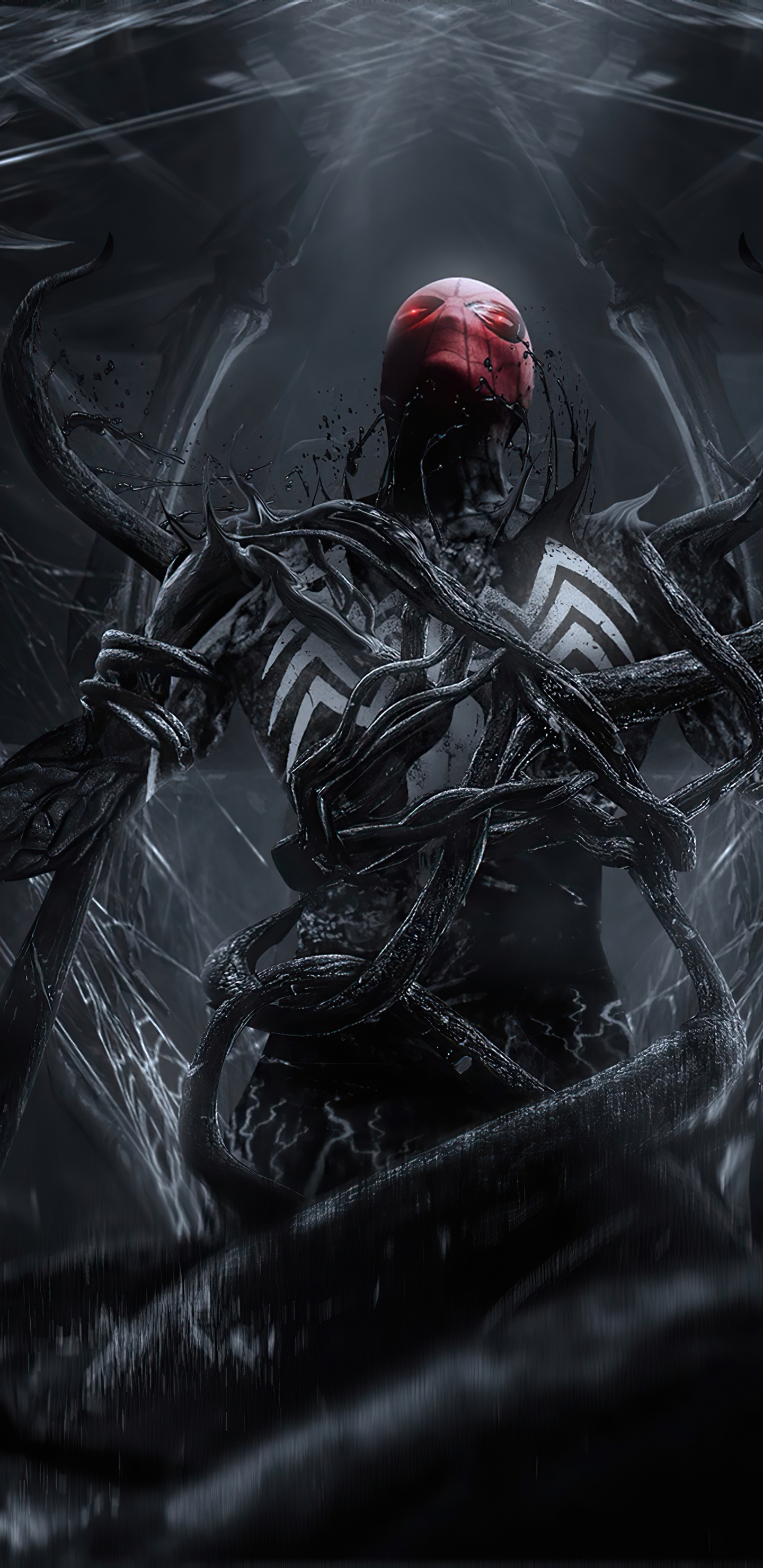 Hombre Araña Envenenado, Spider-man, Veneno, Dibujo, Superhéroe. Wallpaper in 1440x2960 Resolution