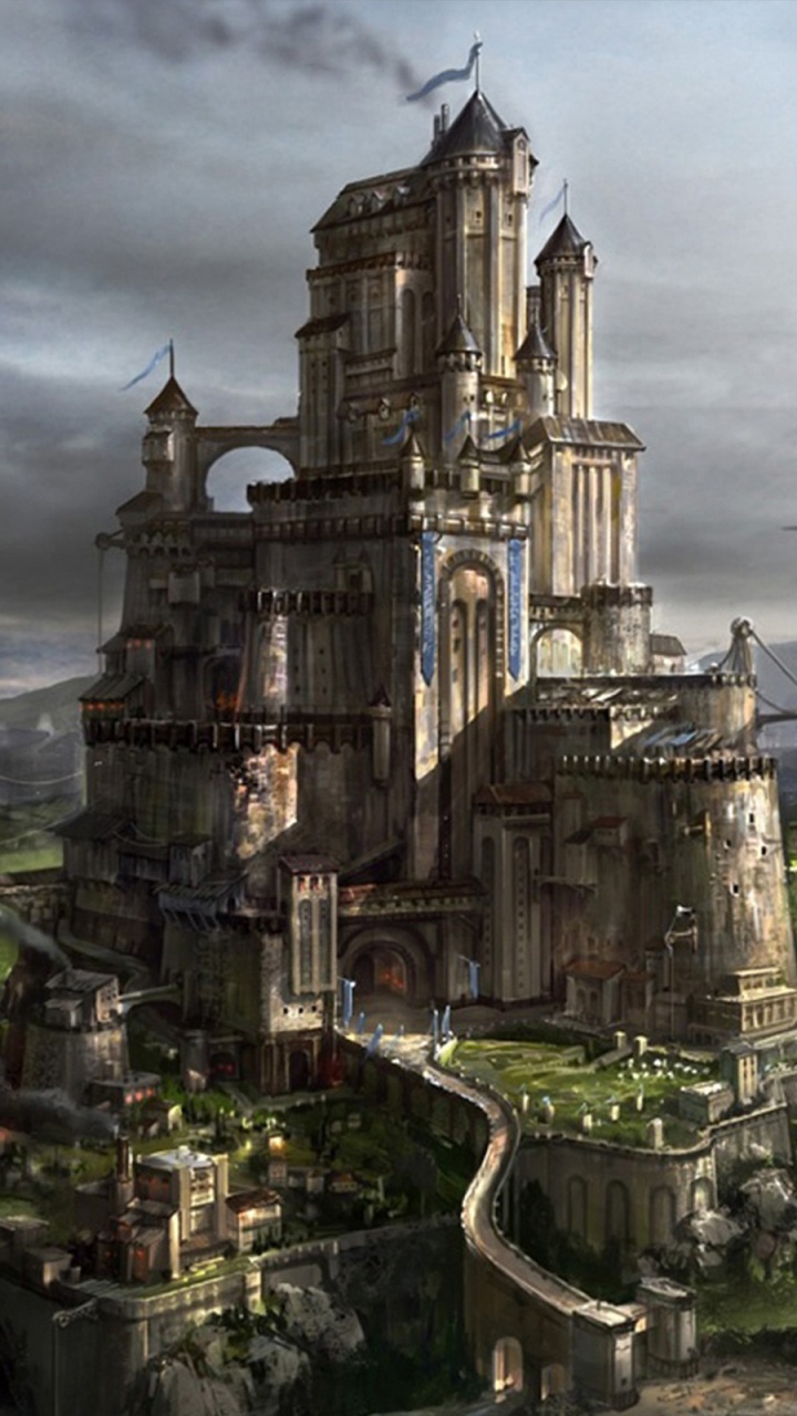 Braunes Betongebäude Auf Dem Gipfel Des Berges Tagsüber. Wallpaper in 720x1280 Resolution