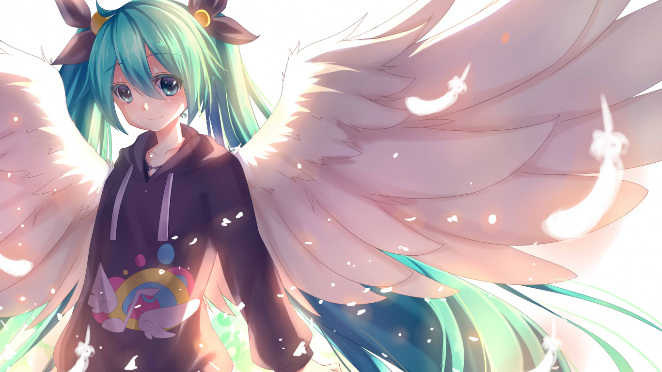 Blue Haired Girl Anime Character. Wallpaper in 1366x768 Resolution