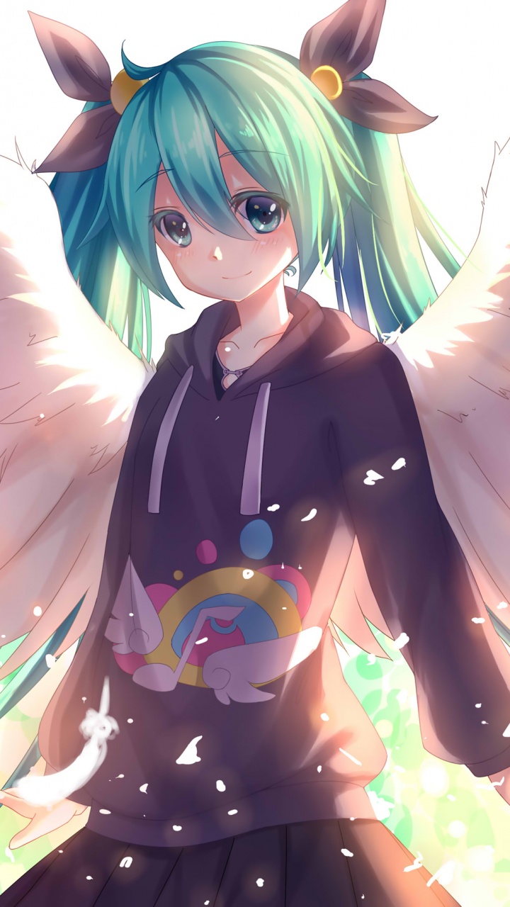 Blue Haired Girl Anime Character. Wallpaper in 720x1280 Resolution