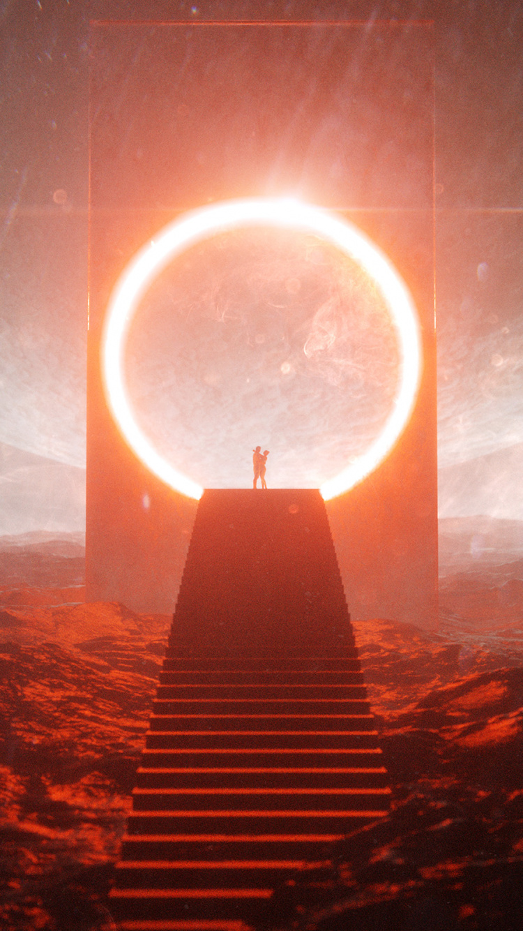 Man Standing on The Edge of The Hill With Sun Rays. Wallpaper in 750x1334 Resolution