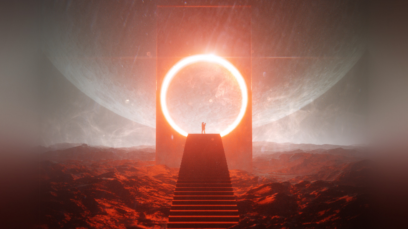 Homme Debout au Bord de la Colline Avec Les Rayons du Soleil. Wallpaper in 1366x768 Resolution