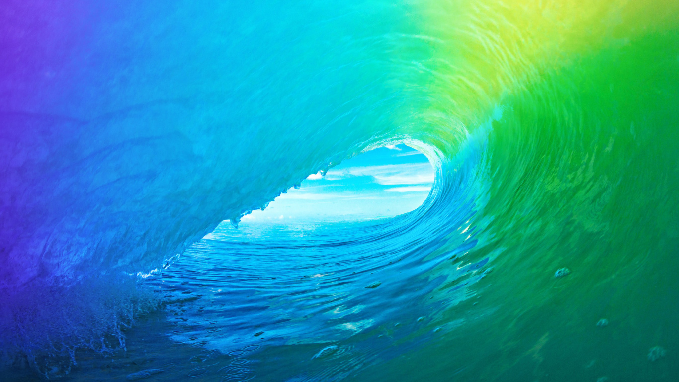 Blue and Yellow Water Wave. Wallpaper in 1366x768 Resolution