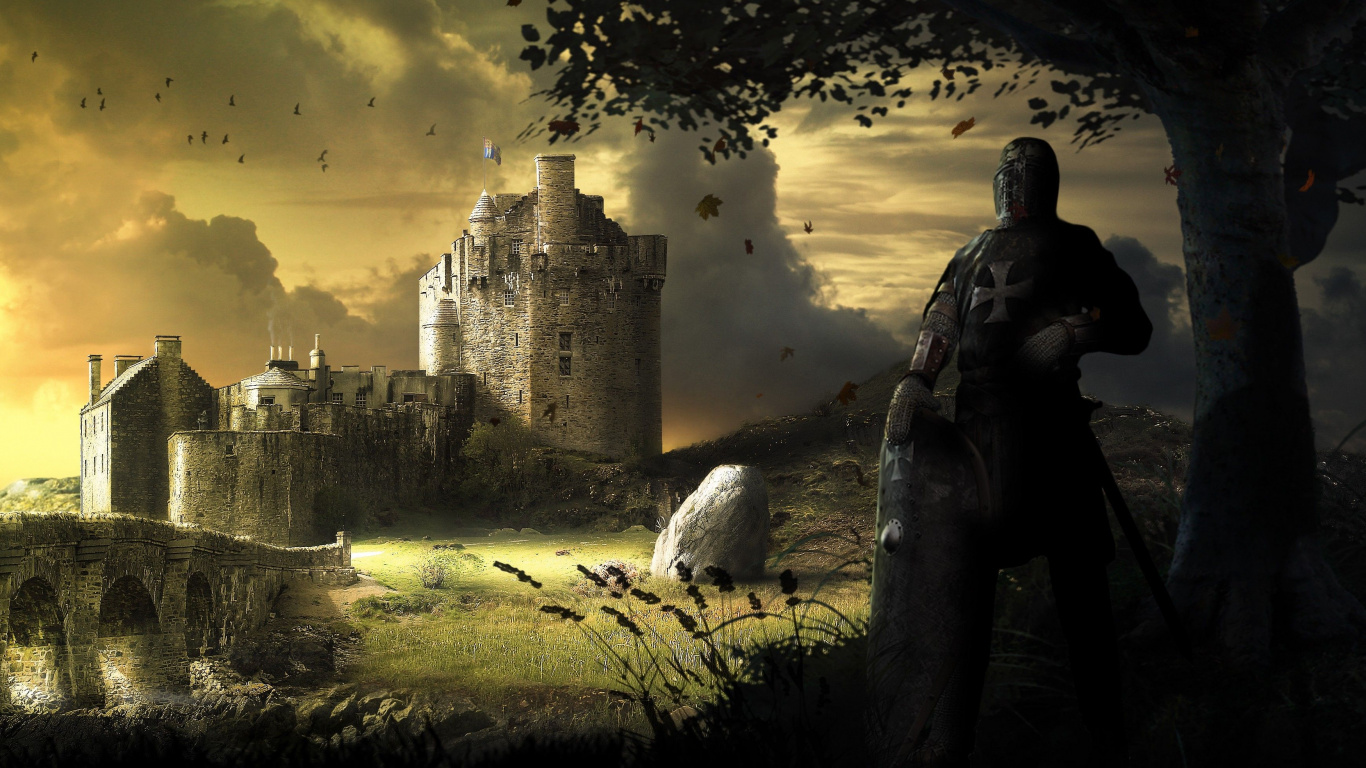 Castle on Green Grass Field. Wallpaper in 1366x768 Resolution
