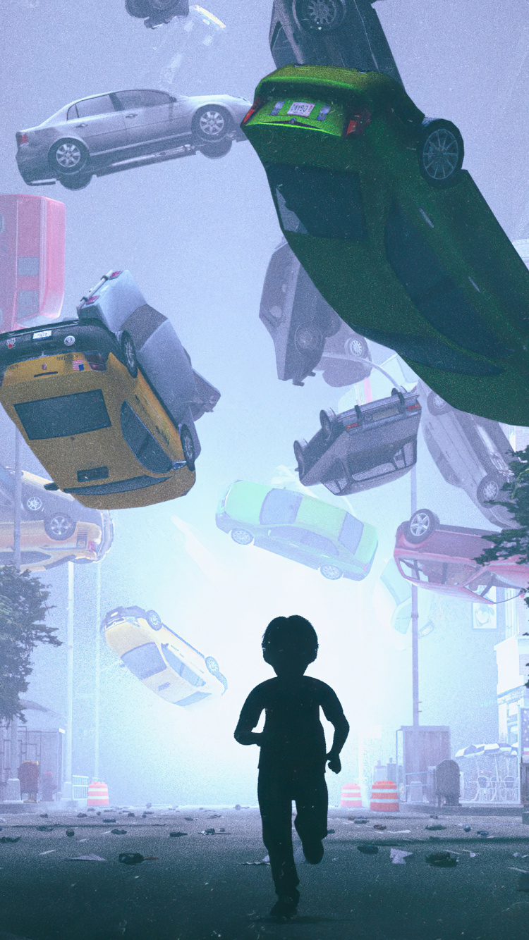 大都会, 艺术家, 光, 绿色的, 紫色的 壁纸 750x1334 允许