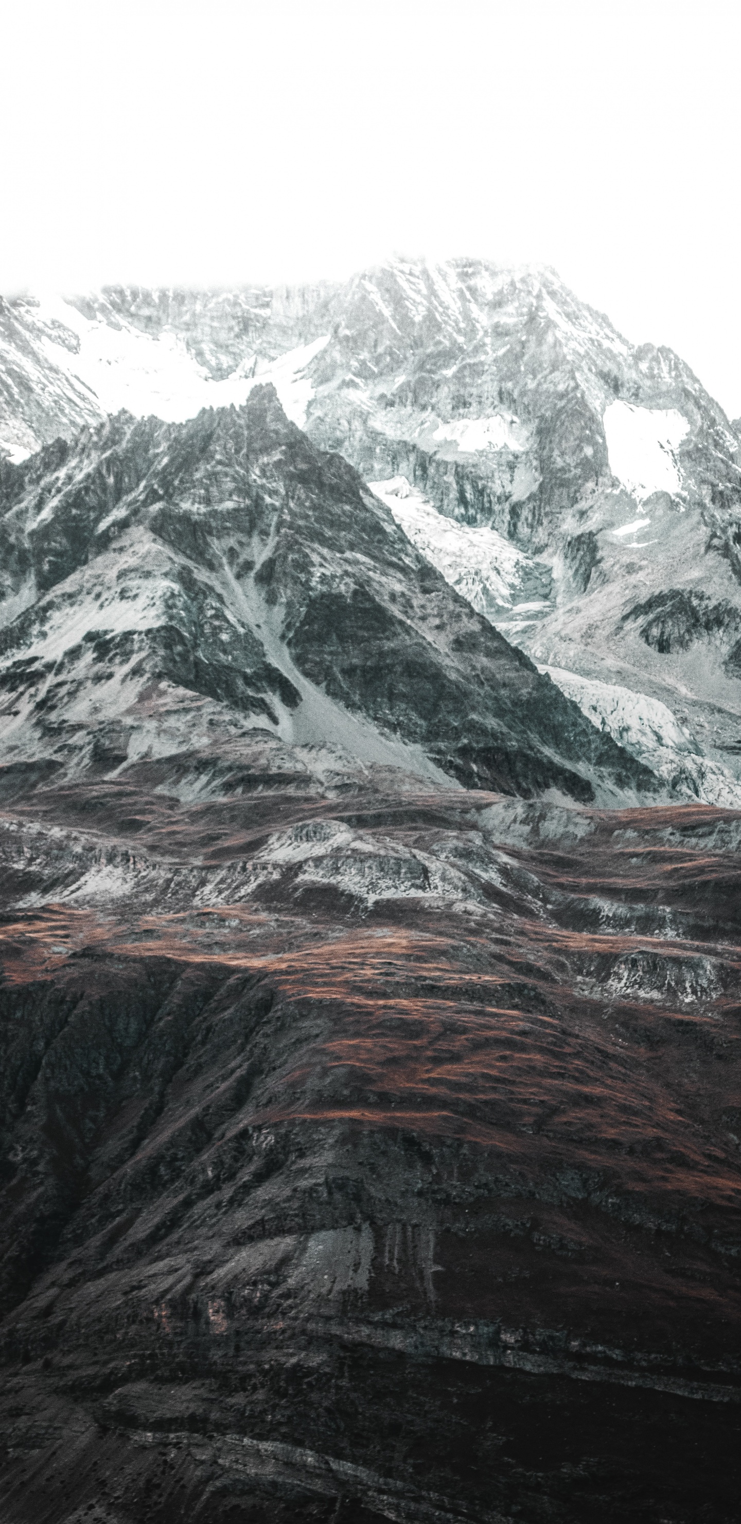 Mountainous Landforms, Mountain, White, Mountain Range, Highland. Wallpaper in 1440x2960 Resolution