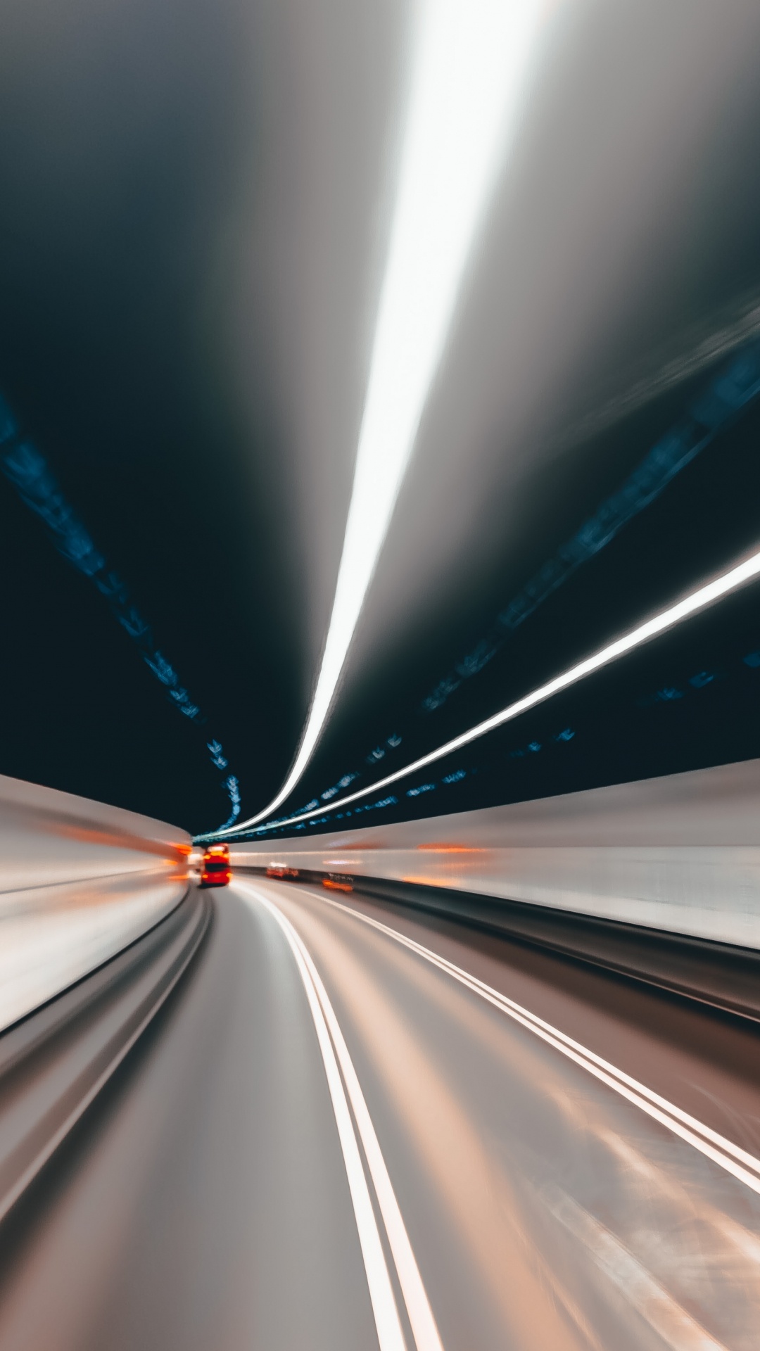 White and Blue Light in a Tunnel. Wallpaper in 1080x1920 Resolution