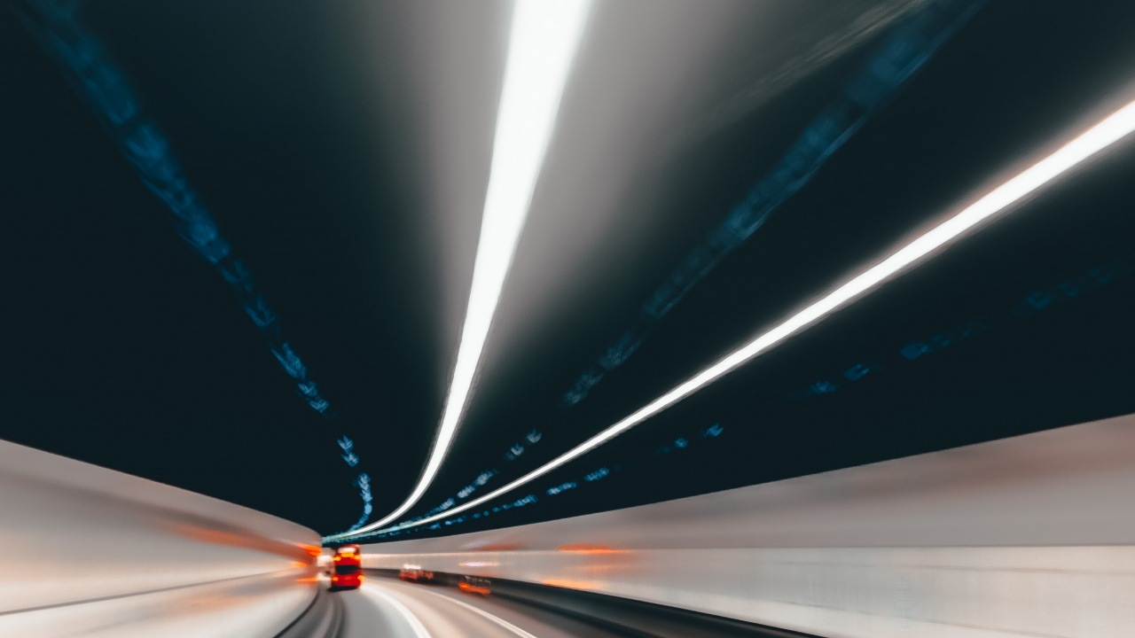 White and Blue Light in a Tunnel. Wallpaper in 1280x720 Resolution